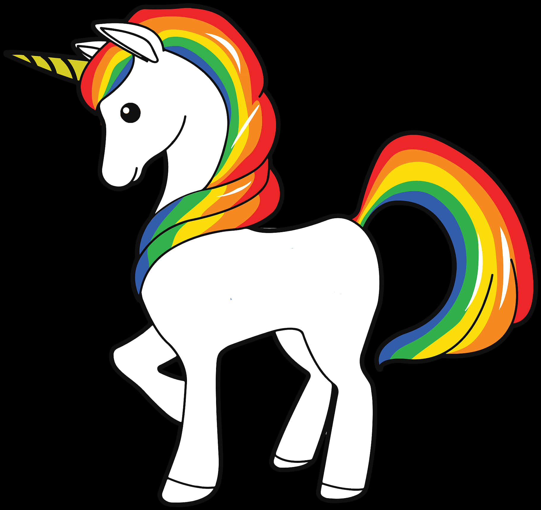 Graphic ng Unicorn na may Makulay na Mane Wallpaper