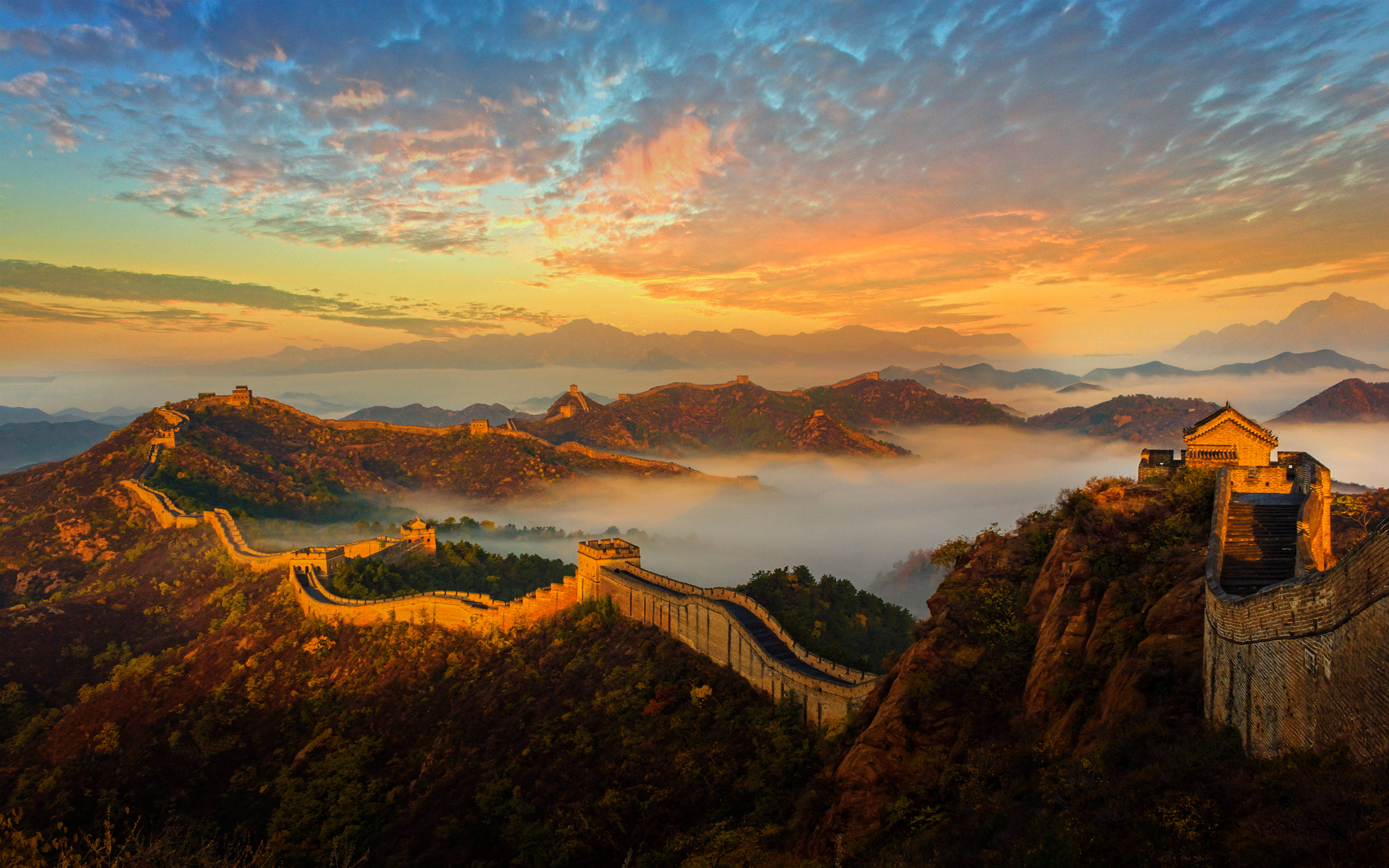 Great Wall Of China Sa Panahon ng Ginintuang Oras Wallpaper