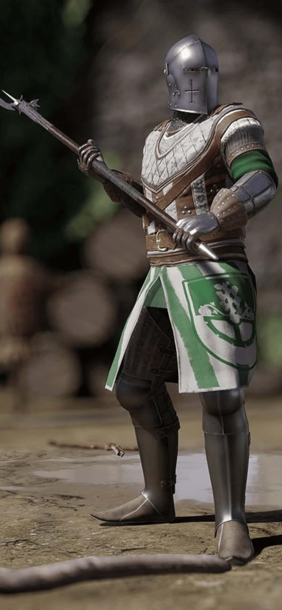 Green Armor Warrior iPhone Xs Mordhau Background Wallpaper