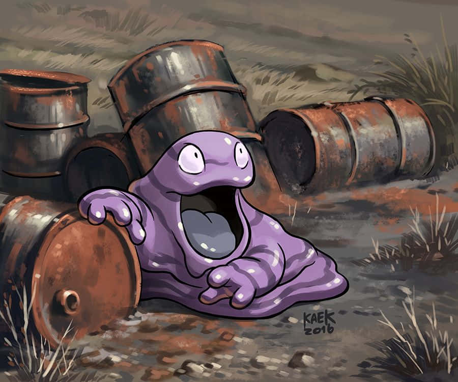 Grimer na Napapaligiran ng mga Basurahan Wallpaper