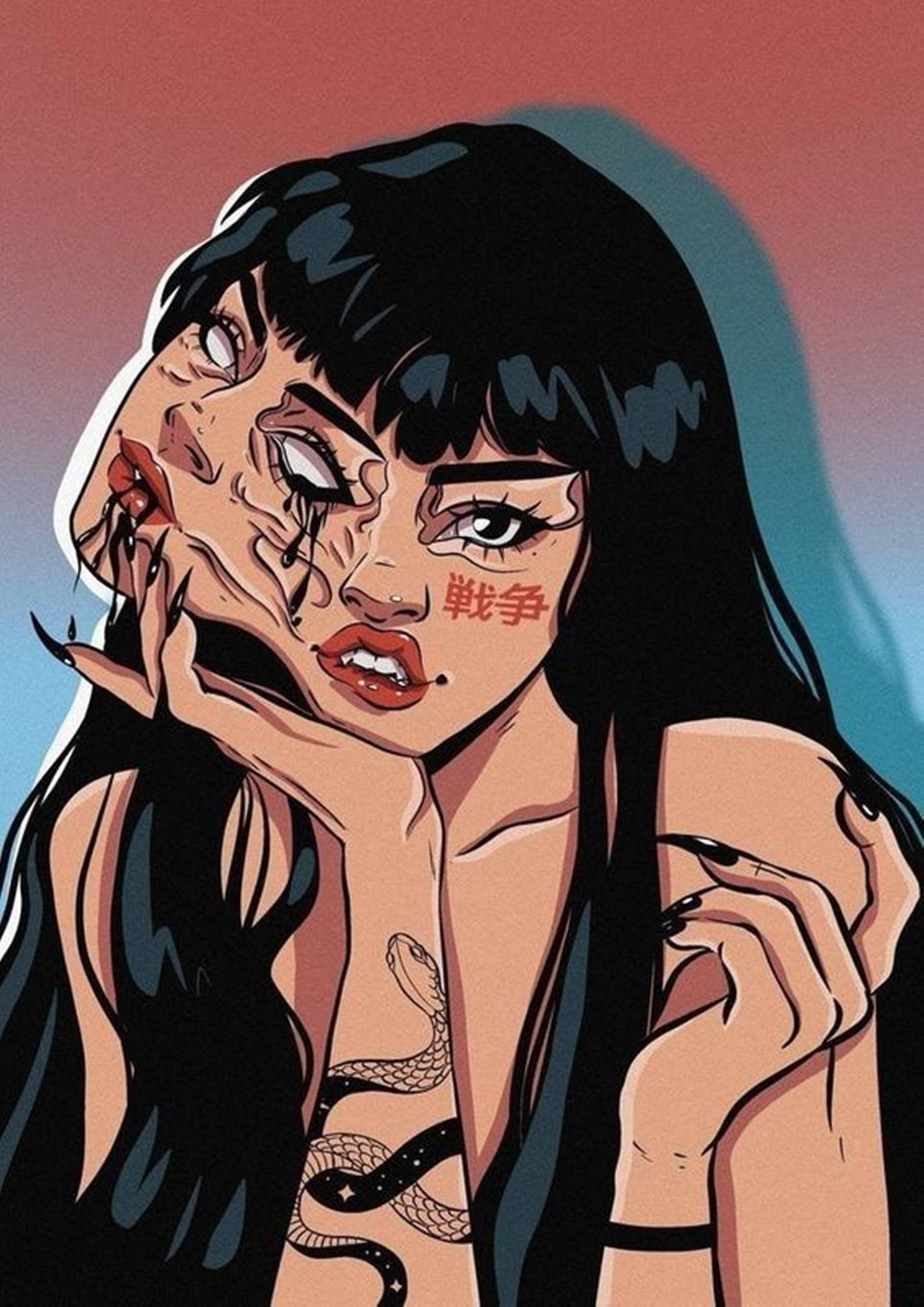 Grunge Aesthetic Natatanging Cool PFP Digital Art Wallpaper