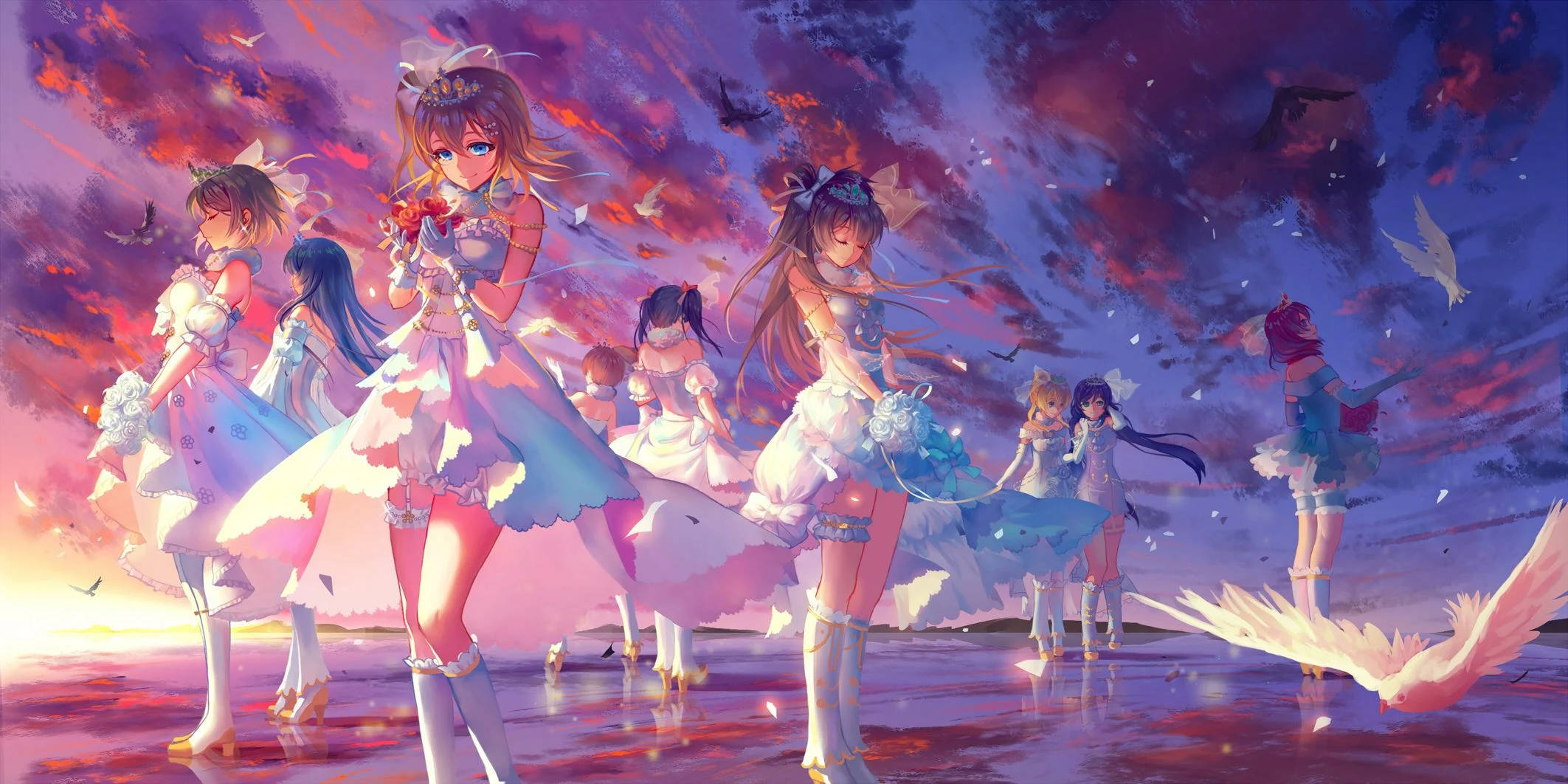 Grupo ng mga Babaeng Anime na Sumasayaw Wallpaper