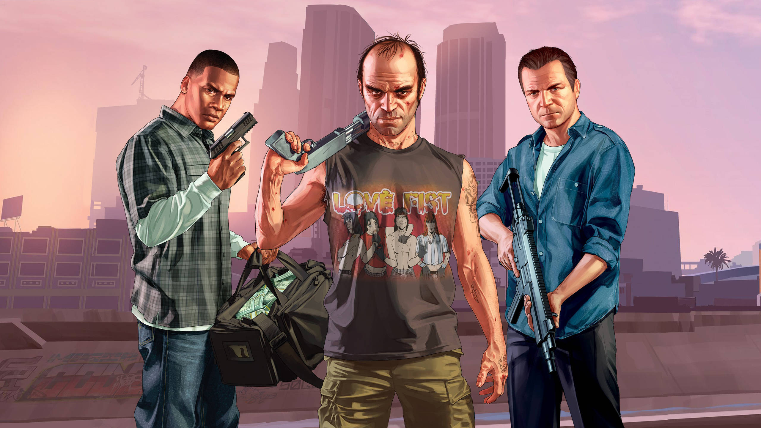 GTA 5 2560x1440 Mga Astig na Karakter Wallpaper