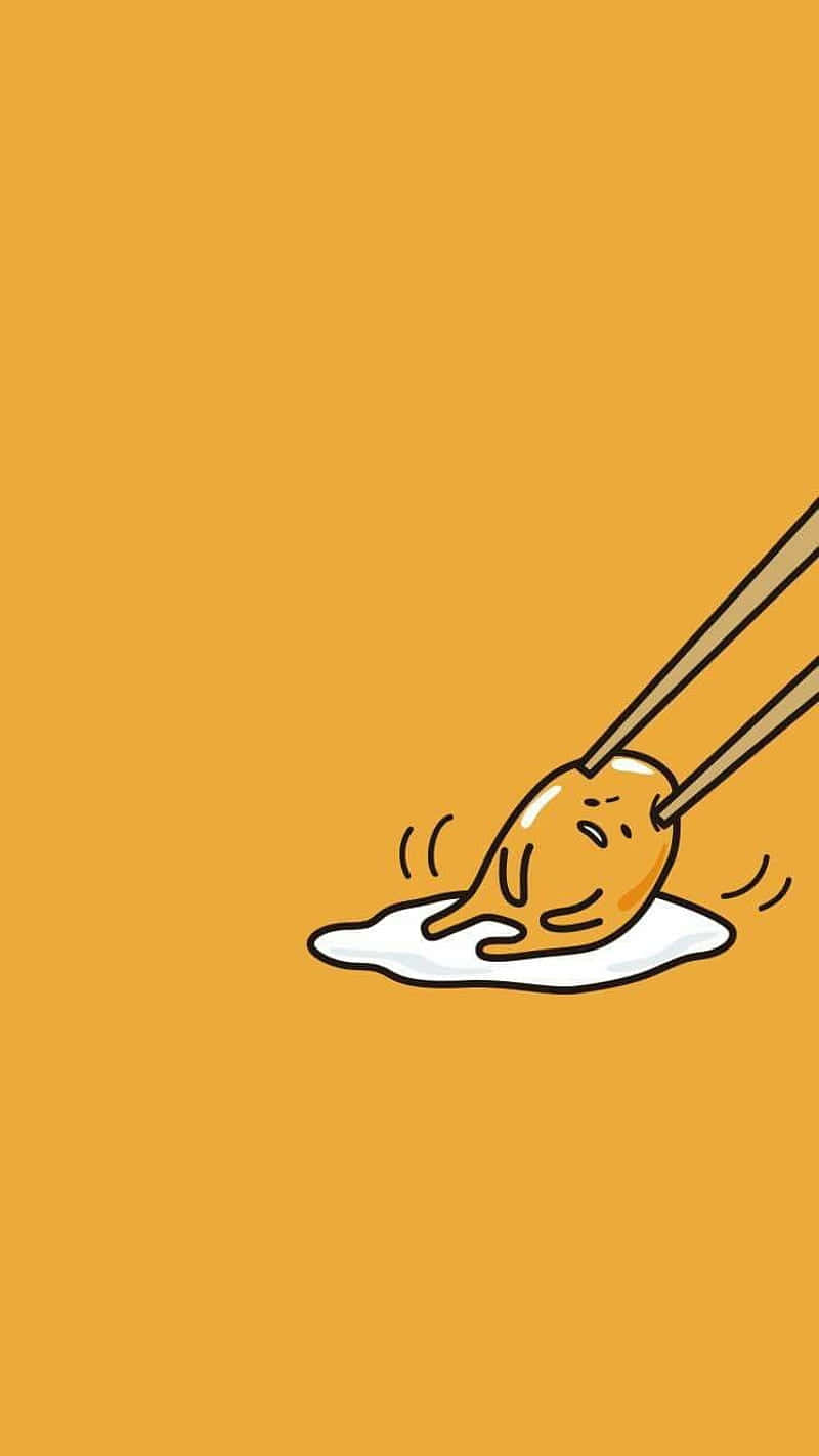 Gudetama Phone na Hinihila ng Chopsticks Wallpaper
