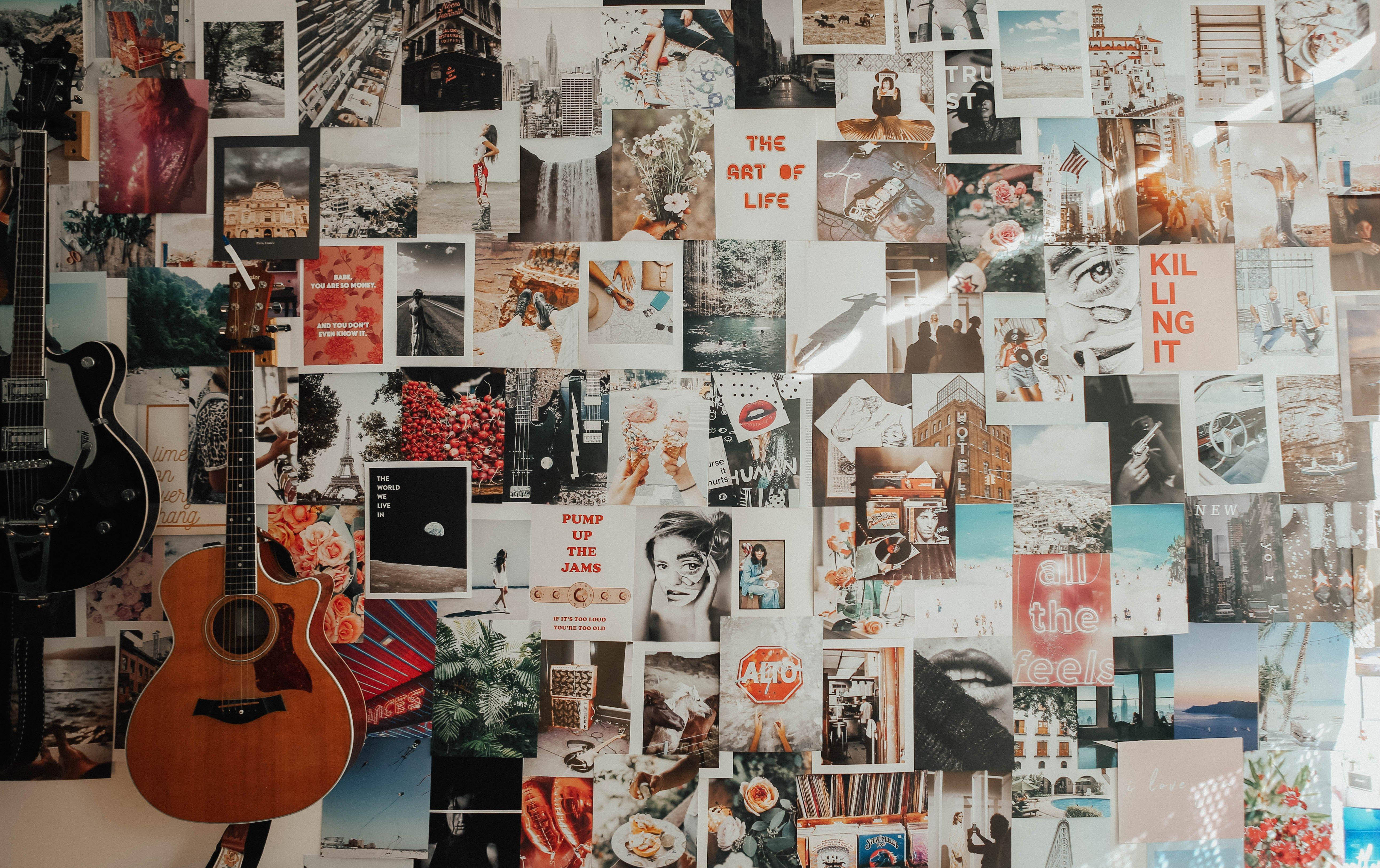 Guitar Sa Pader Aesthetic Collage Wallpaper