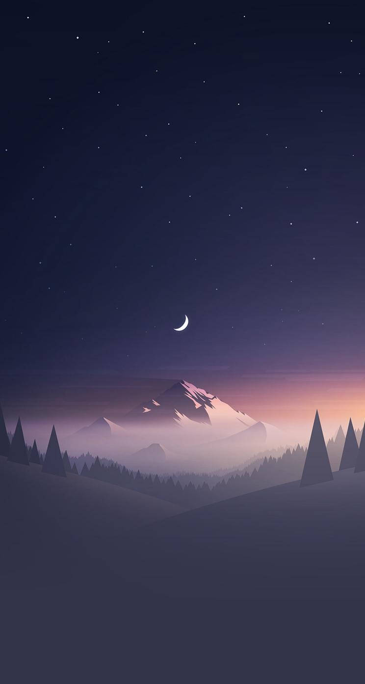 Half Moon sa Itaas ng Bundok iPhone SE Wallpaper