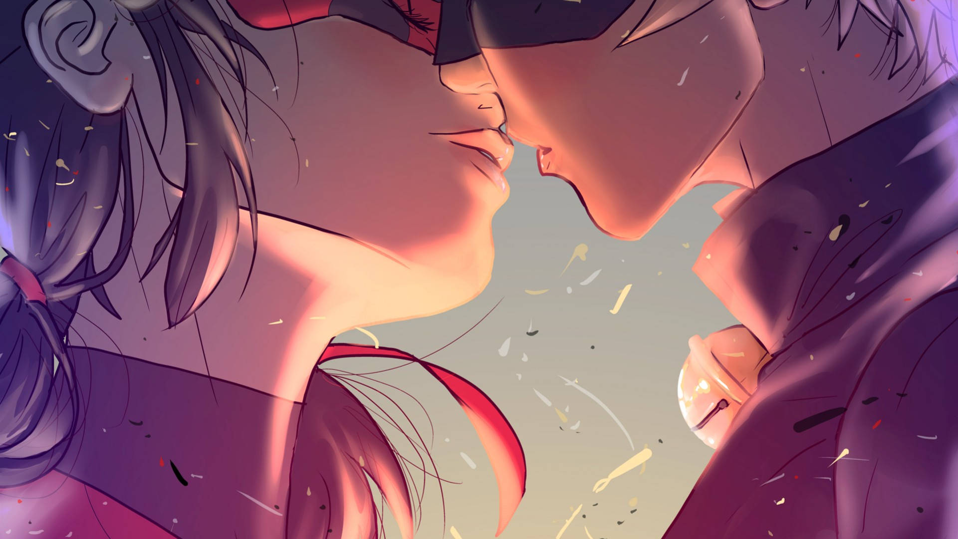 Halik ni Ladybug at Cat Noir na Superhero Wallpaper