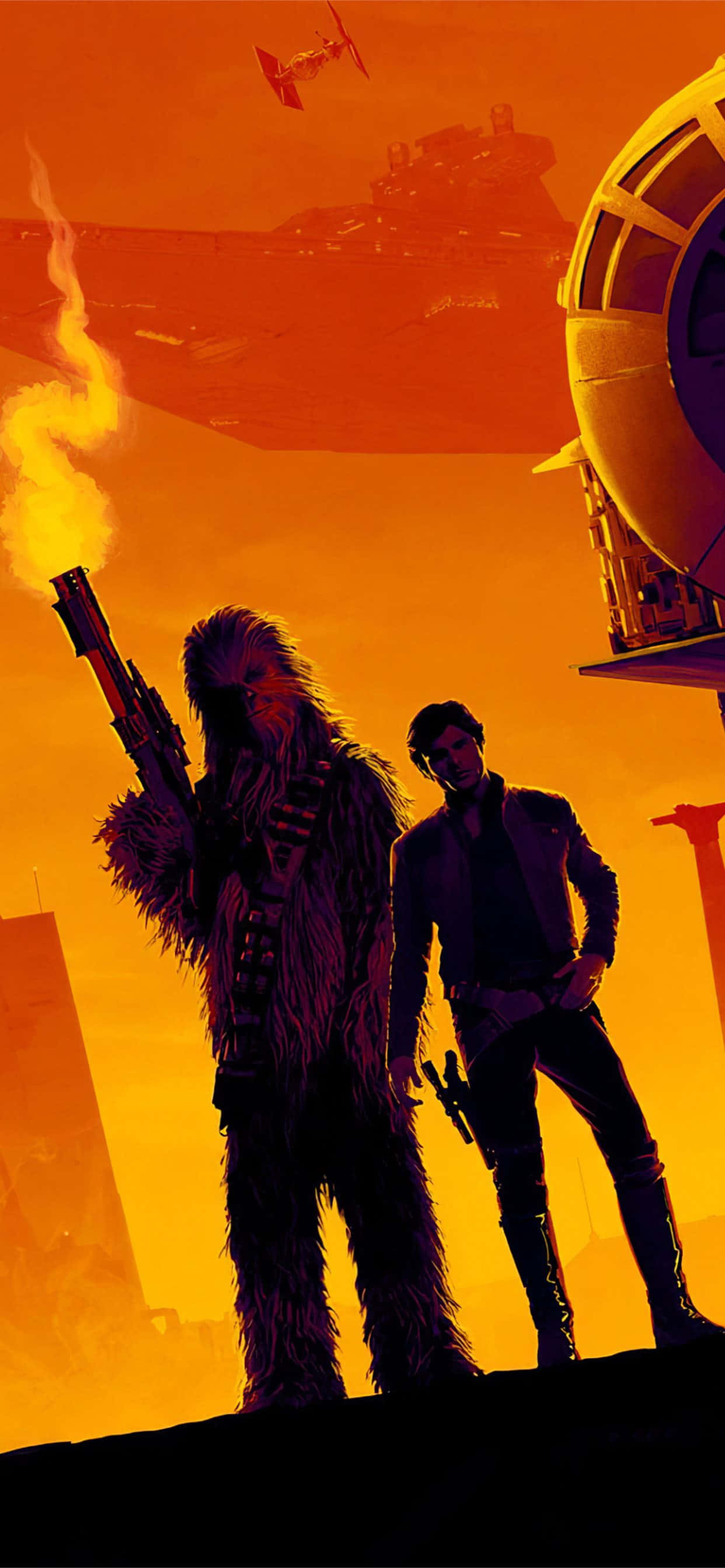 Han Solo at Chewbacca sa Solo: Isang Star Wars Story Wallpaper