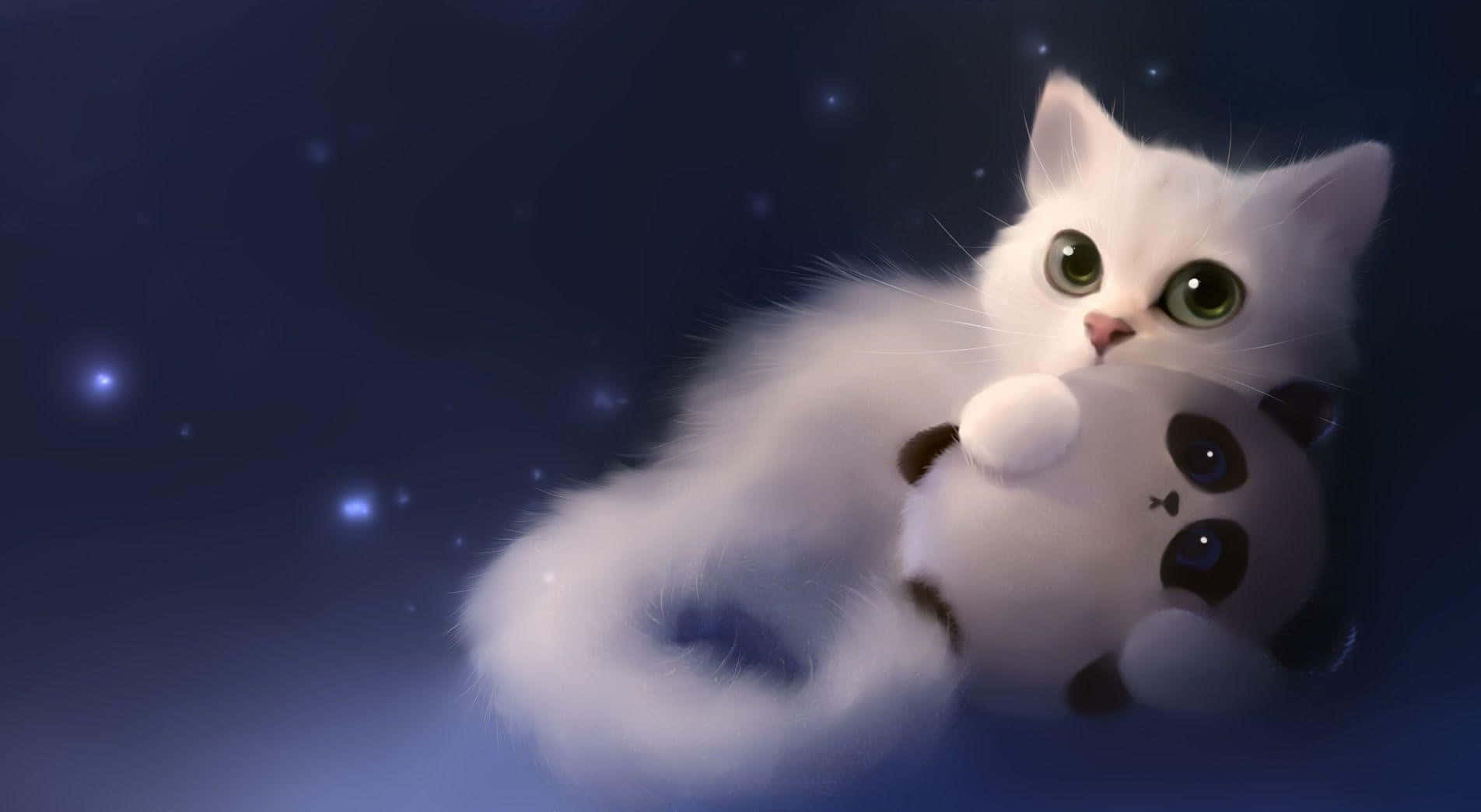 Handa na ang Anime Cat na Ito na Sumama sa Iyo sa mga Pakikipagsapalaran Wallpaper