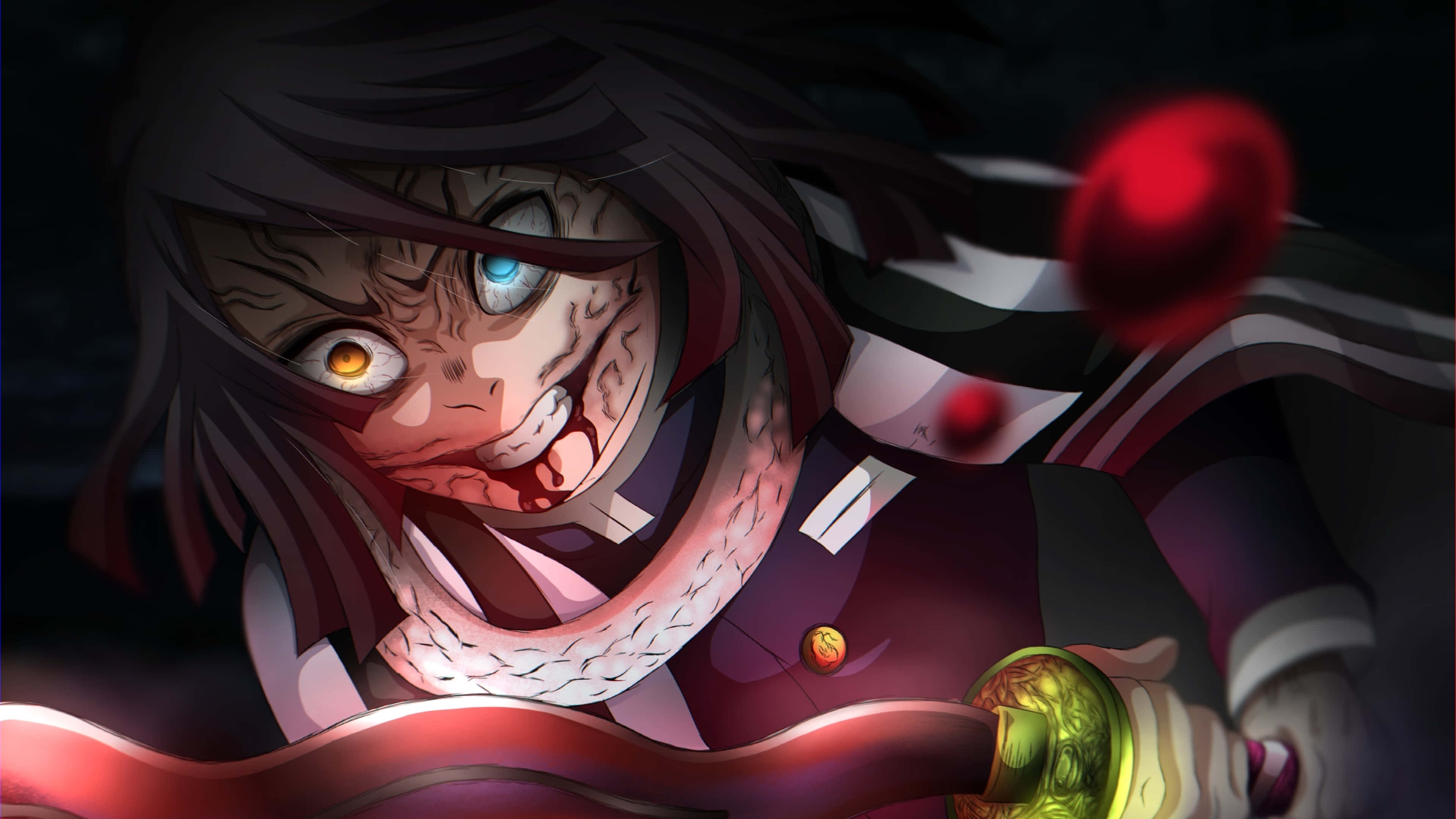 Handa na para sa laban! Kasama ni Demon Slayer Mitsuri Kanroji ang kapwa niyang mandirigmang si Shinobu Kocho. Wallpaper