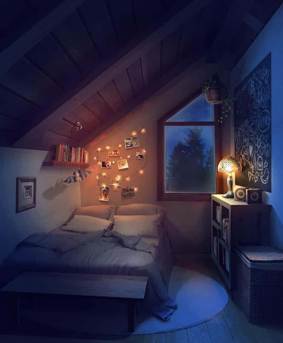 Handa na para sa Movie Night sa Loob ng Maaliwalas na Anime Room Wallpaper