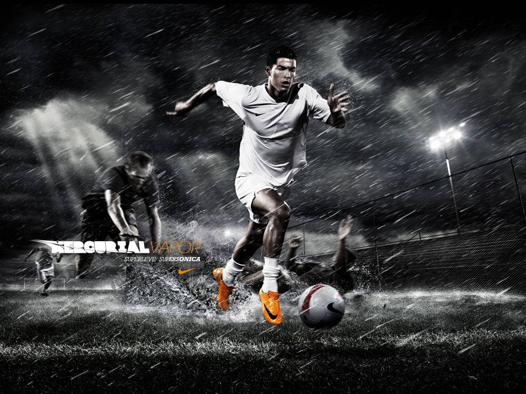 Handa si Cristiano Ronaldo na harapin ang mundo sa kanyang Nike #JustDoIt campaign. Wallpaper