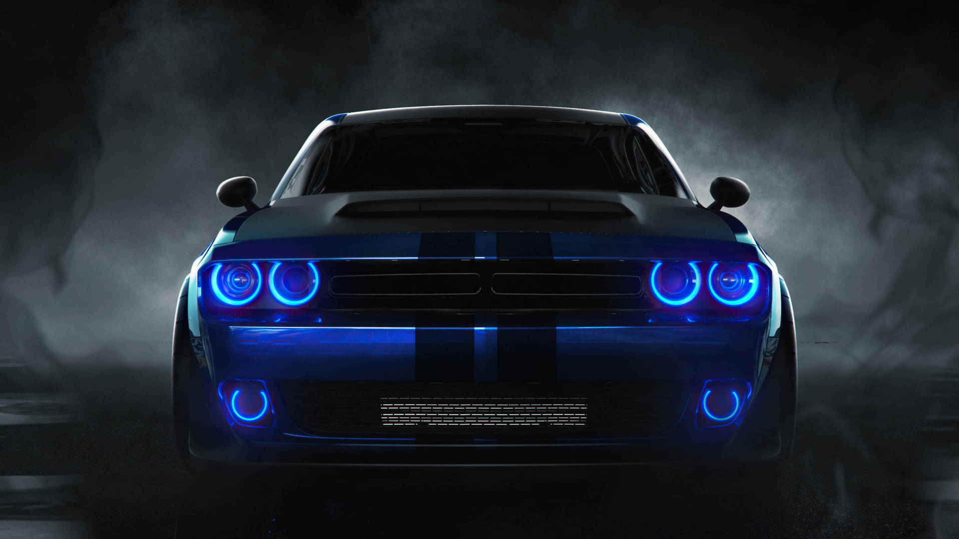 Harapan ng 2018 Asul na Dodge Challenger Wallpaper