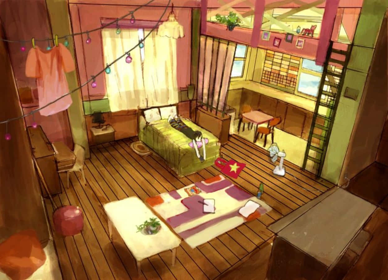 Hayaan ang Iyong Imahinasyon na Lumipad sa Perpektong Anime na Kwartong Ito Wallpaper