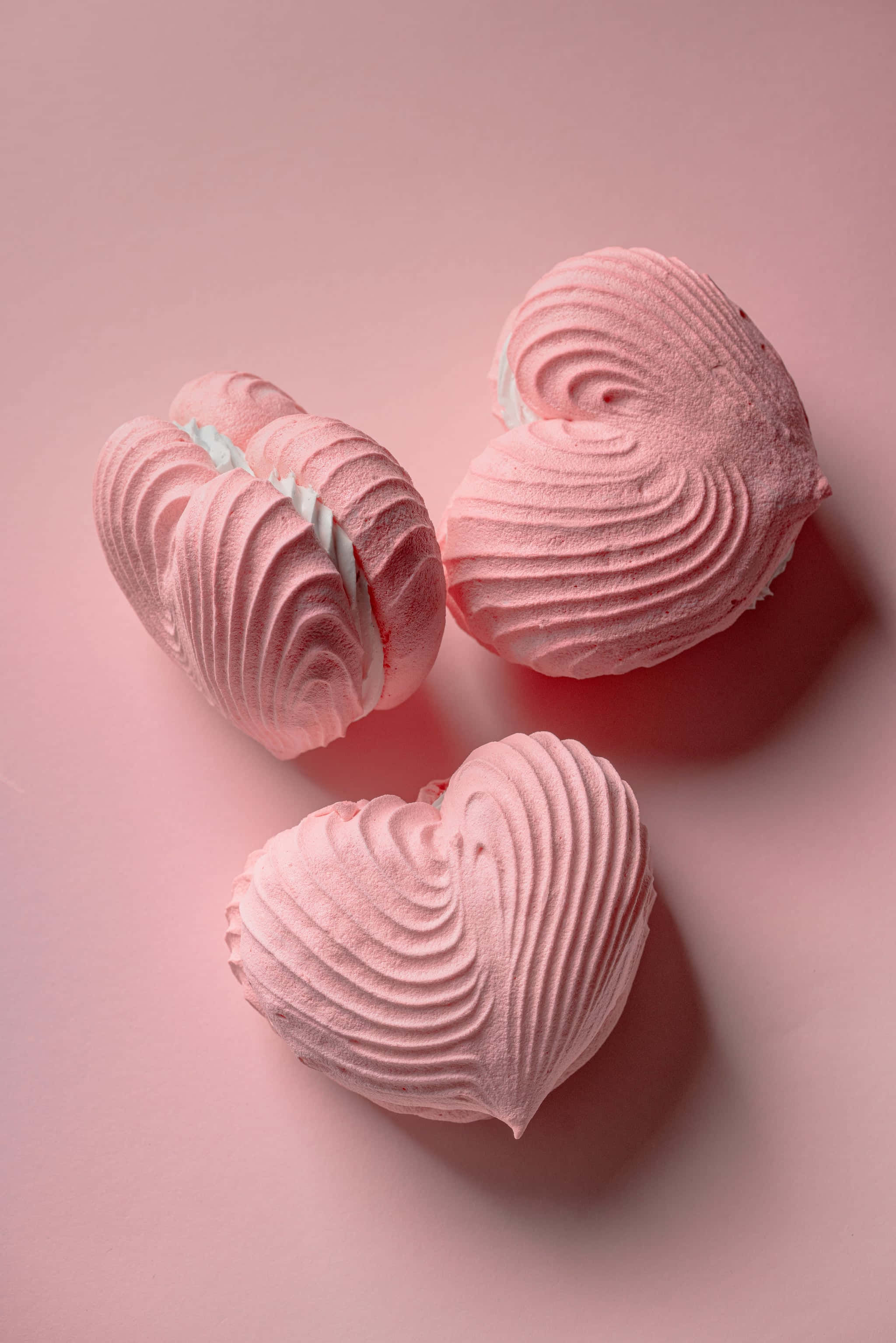 Heart Meringues Rosas Aesthetic Background Wallpaper
