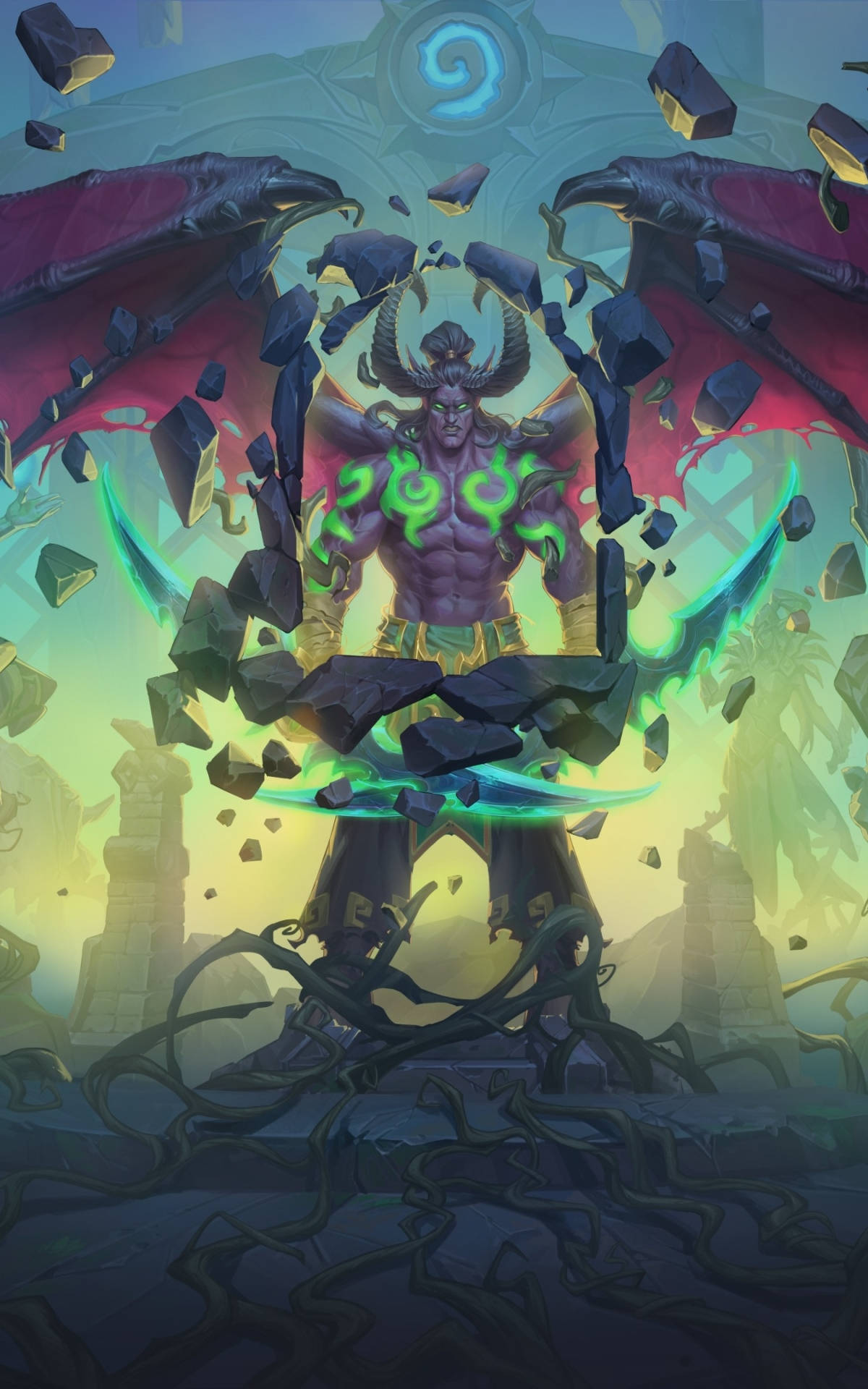 Hearthstone Phone Illidan Stormrage Nagcacast ng Spells Rocks Wallpaper