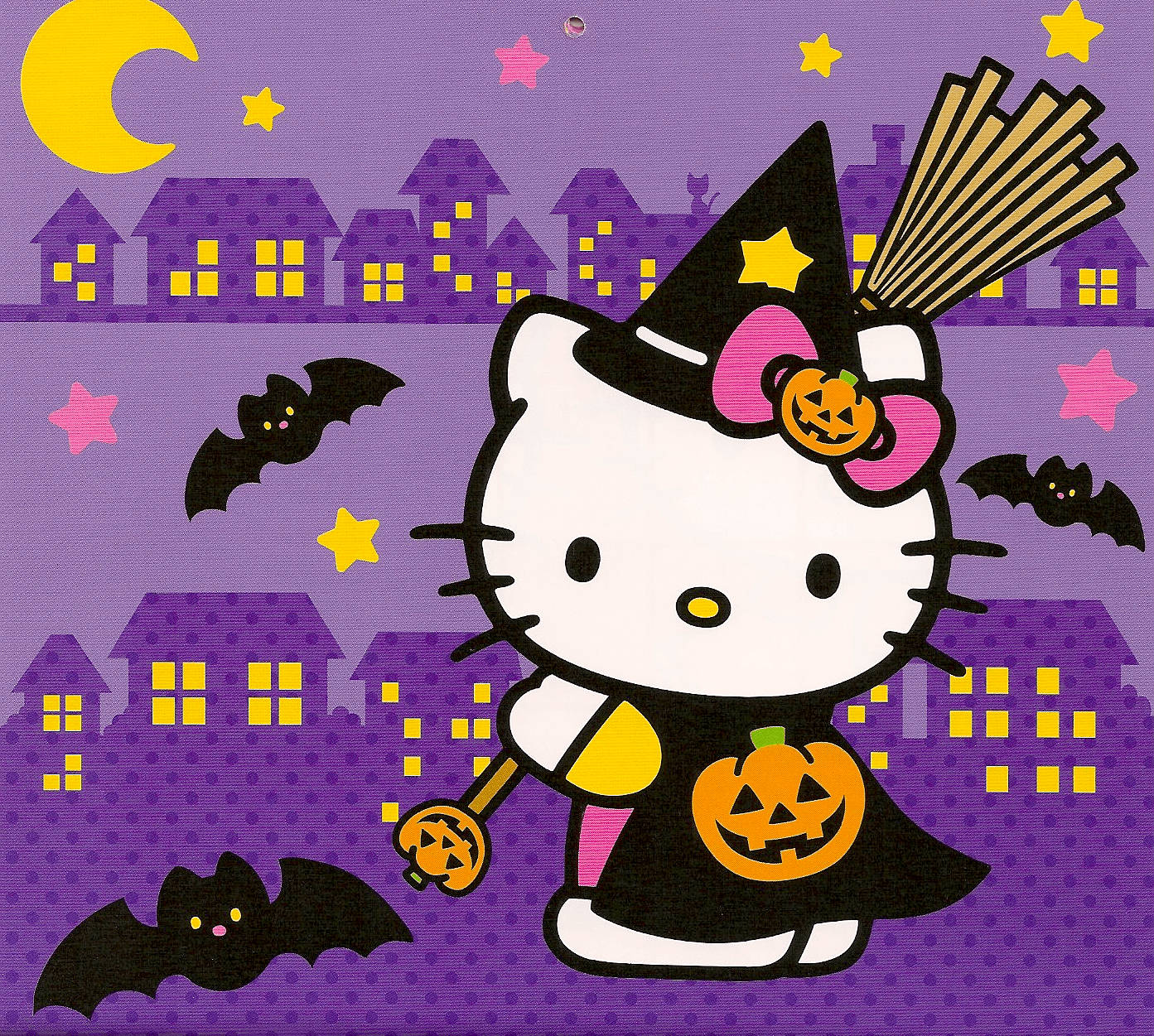 Hello Kitty Halloween na Mangkukulam na Cute Wallpaper