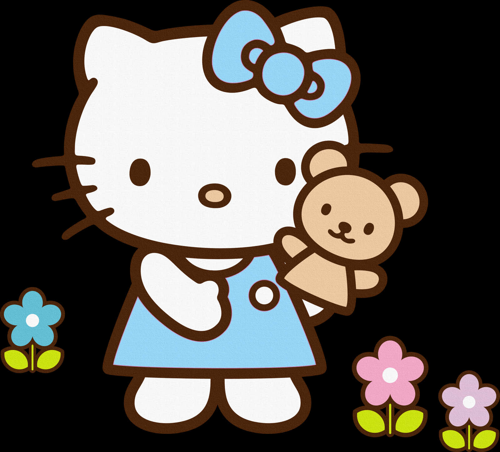 Hello Kitty Kasama si Teddy Bear Wallpaper