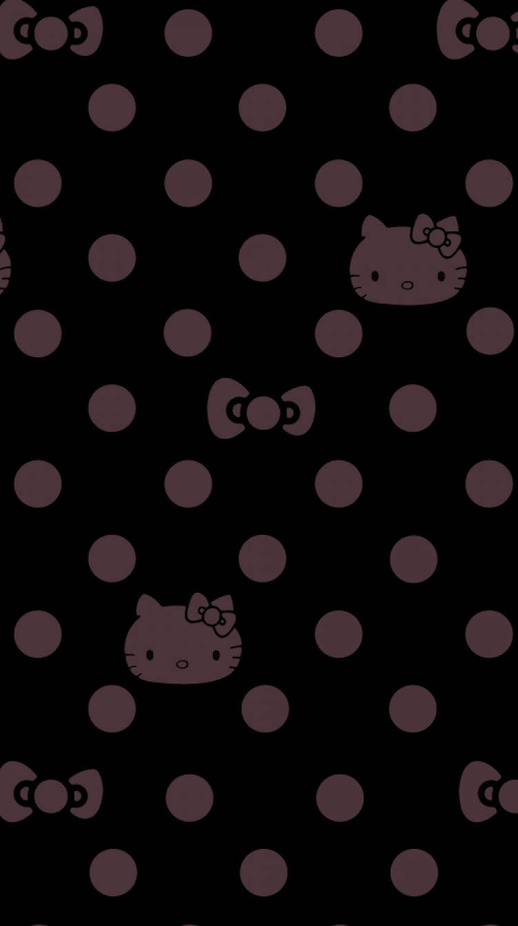 Hello Kitty na Itim at Lila na May Tuldok Wallpaper