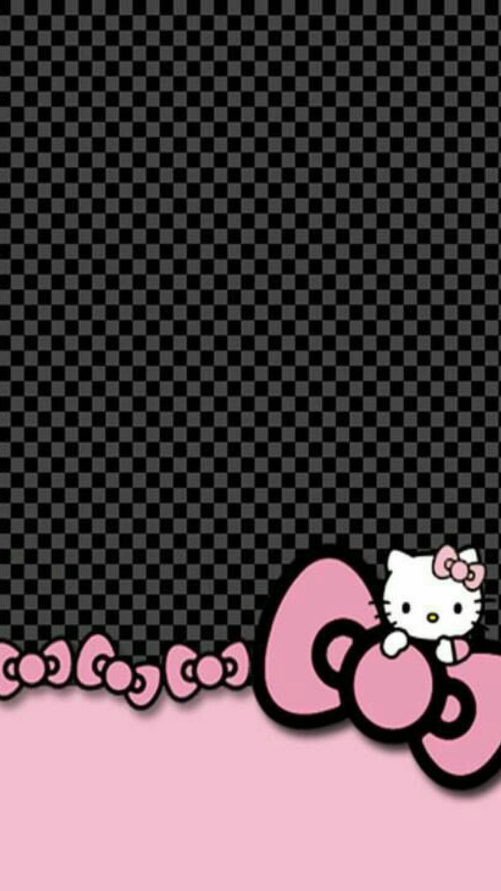 Hello Kitty na Itim na Checkered Pattern Wallpaper