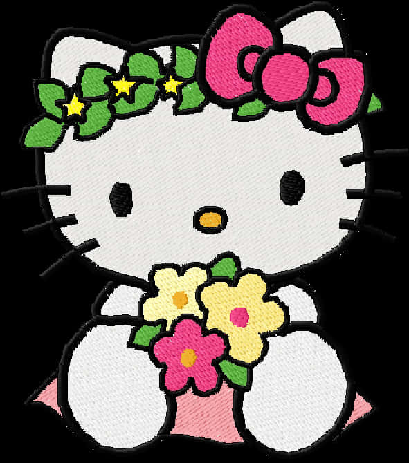 Hello Kitty na May Burda ng Bulaklak Wallpaper