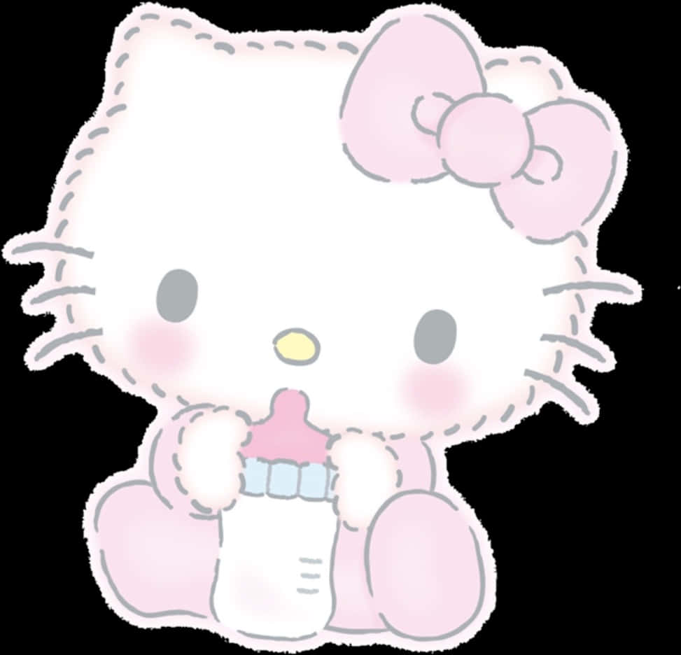 Hello Kitty na Umiinom ng Gatas Wallpaper