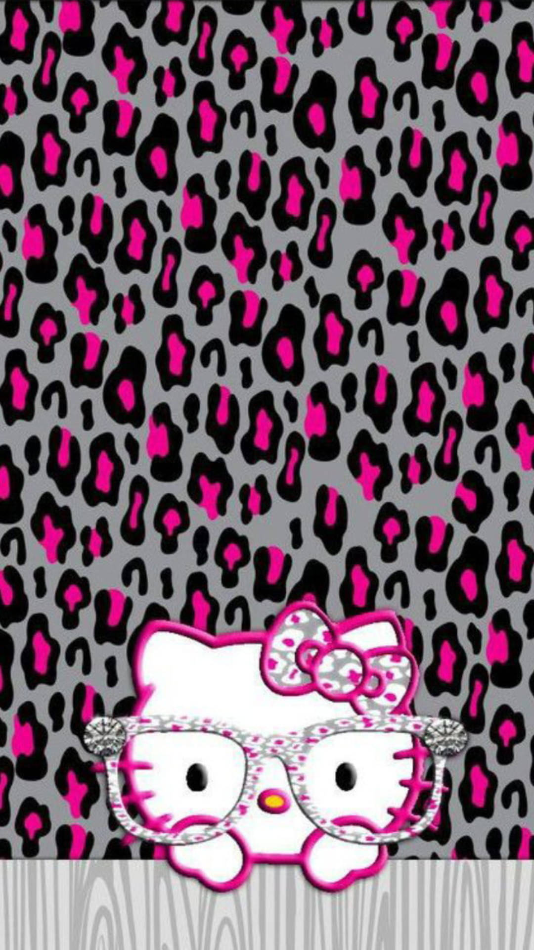 Hello Kitty sa Nakatutuwang Leopard Print Wallpaper