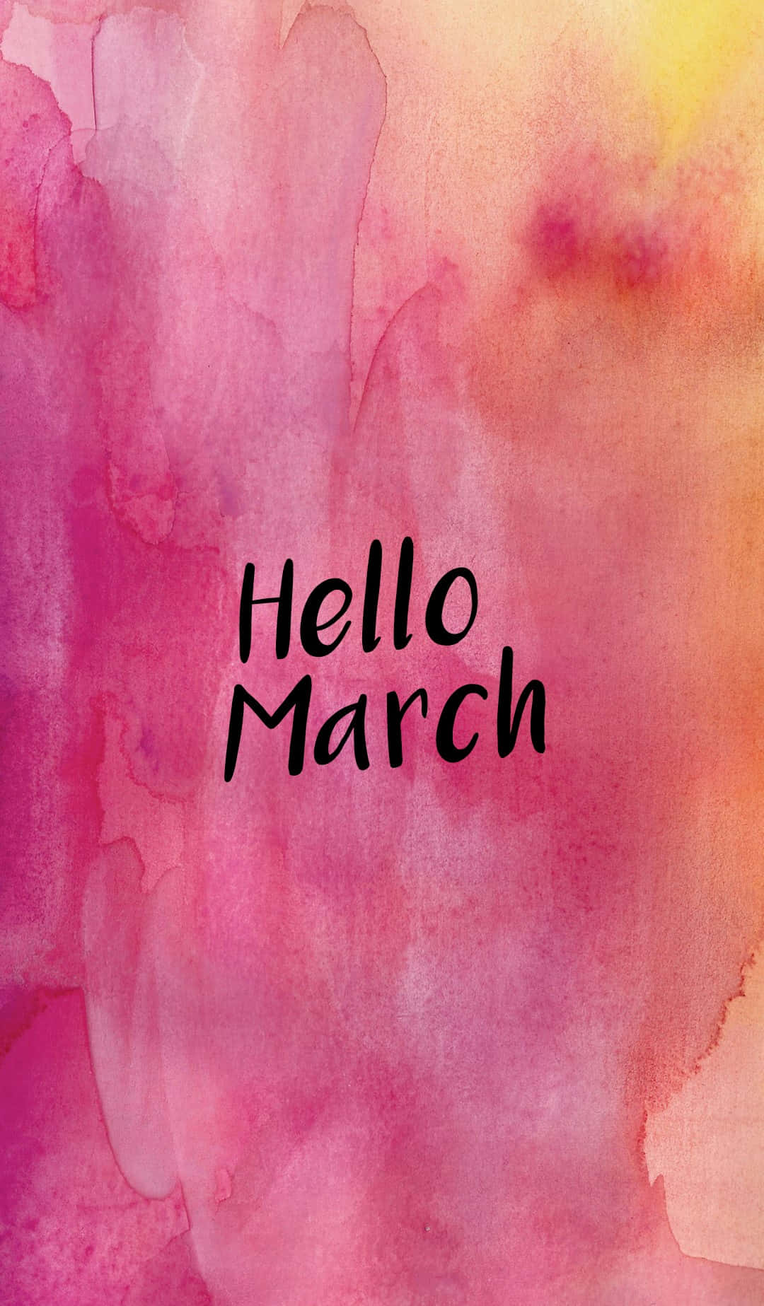 Hello March Pula at Dilaw na Gradient Wallpaper