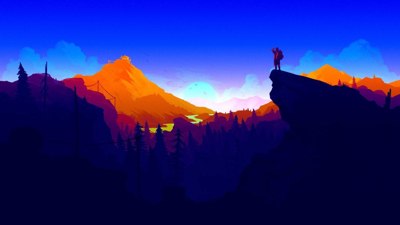 Henry Takes in the Magnificent View From the Mountains in 'Firewatch' Wallpaper