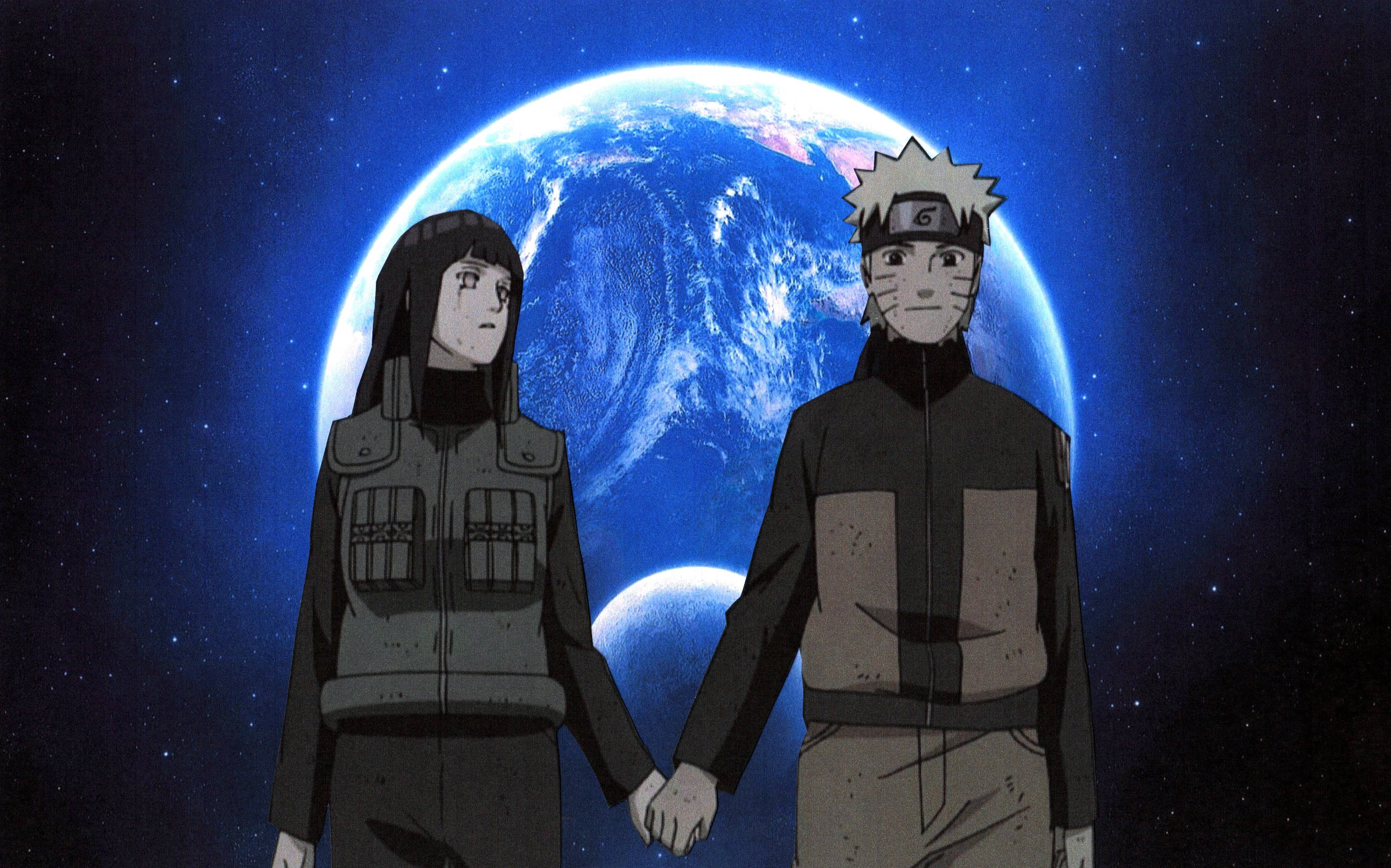Hinata na Magkahawak Kamay Kasama si Naruto iPad Wallpaper