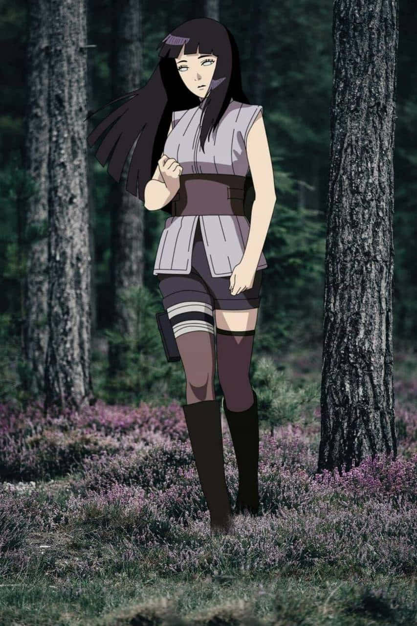 Hinata Uzumaki Nag-iisa Sa Kagubatan Wallpaper