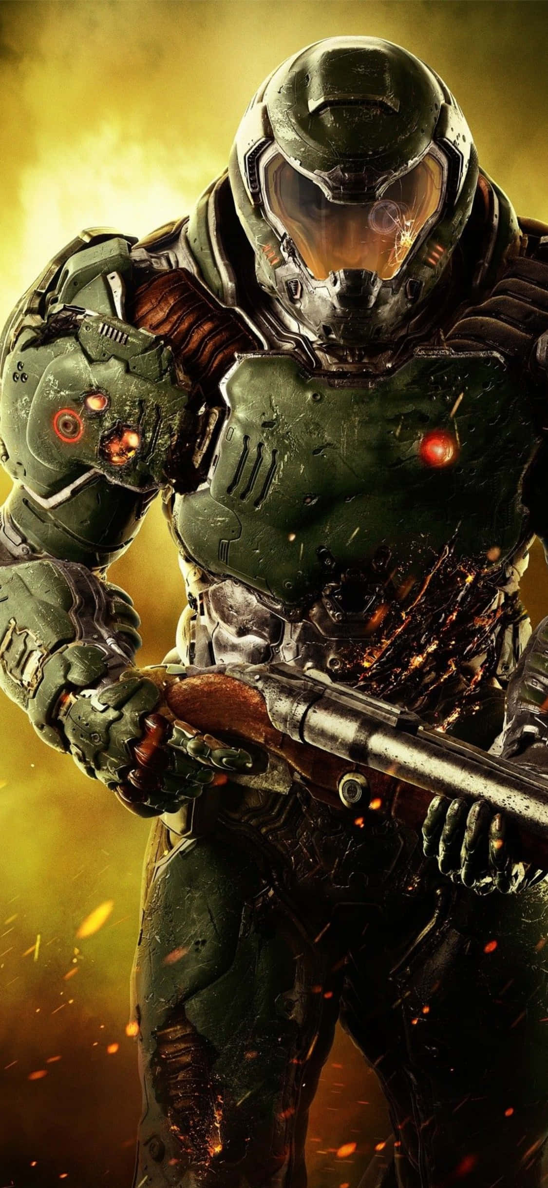 Holding Weapon Doom iPhone Xs Background Wallpaper