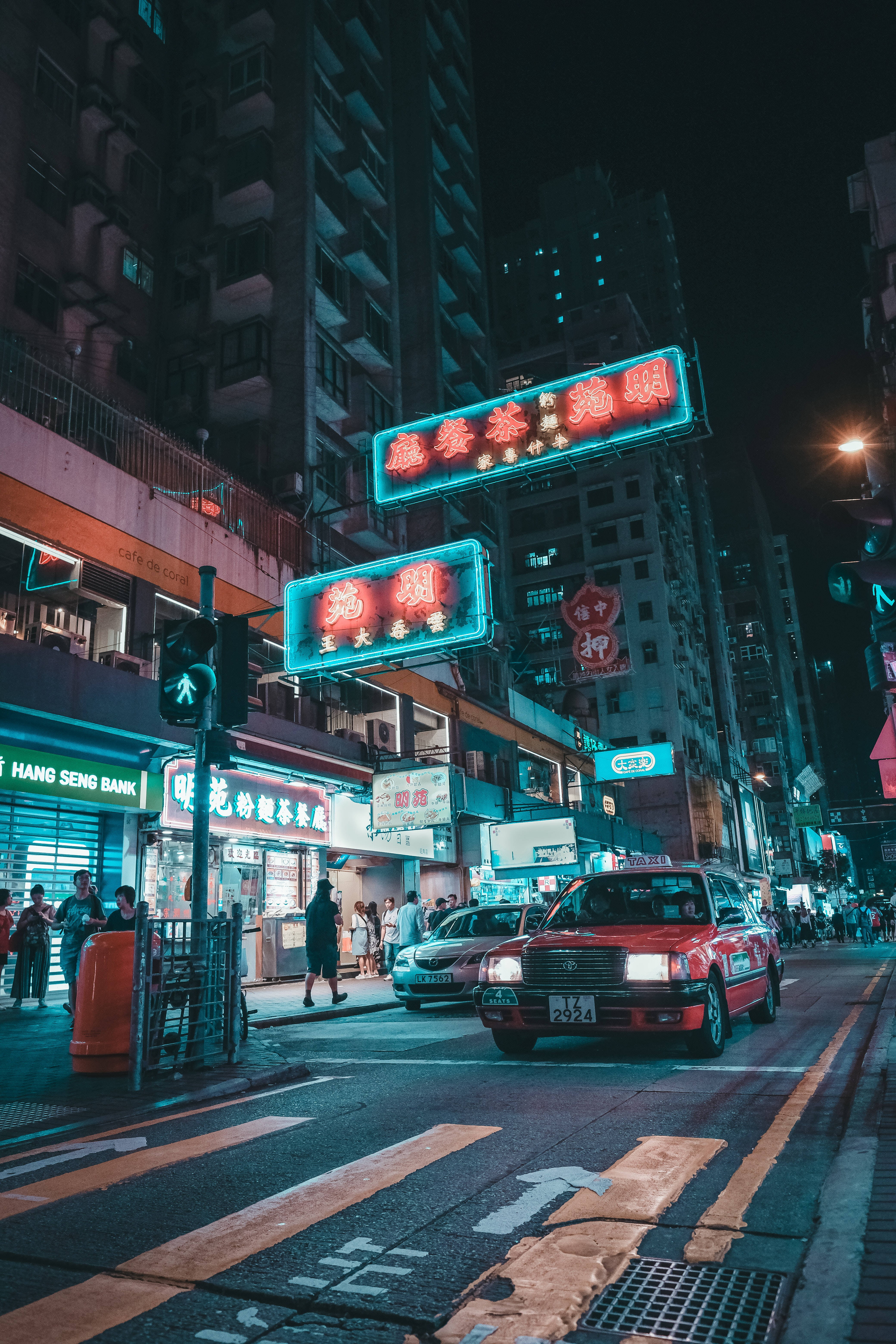 Hong Kong Street na May Neon Sign Wallpaper