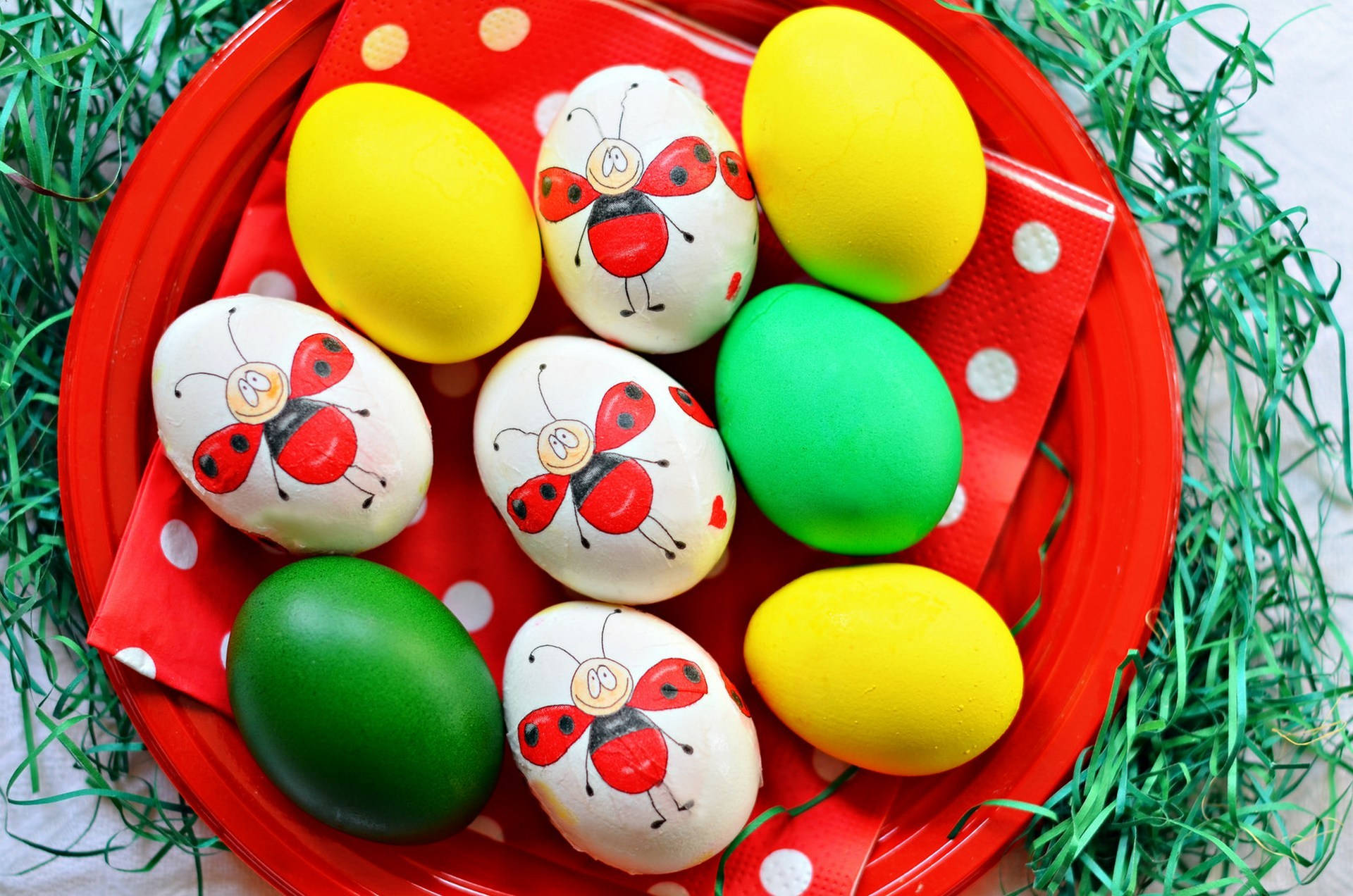 Tumalon sa Pasko kasama ang Ladybug Easter Itlog Wallpaper