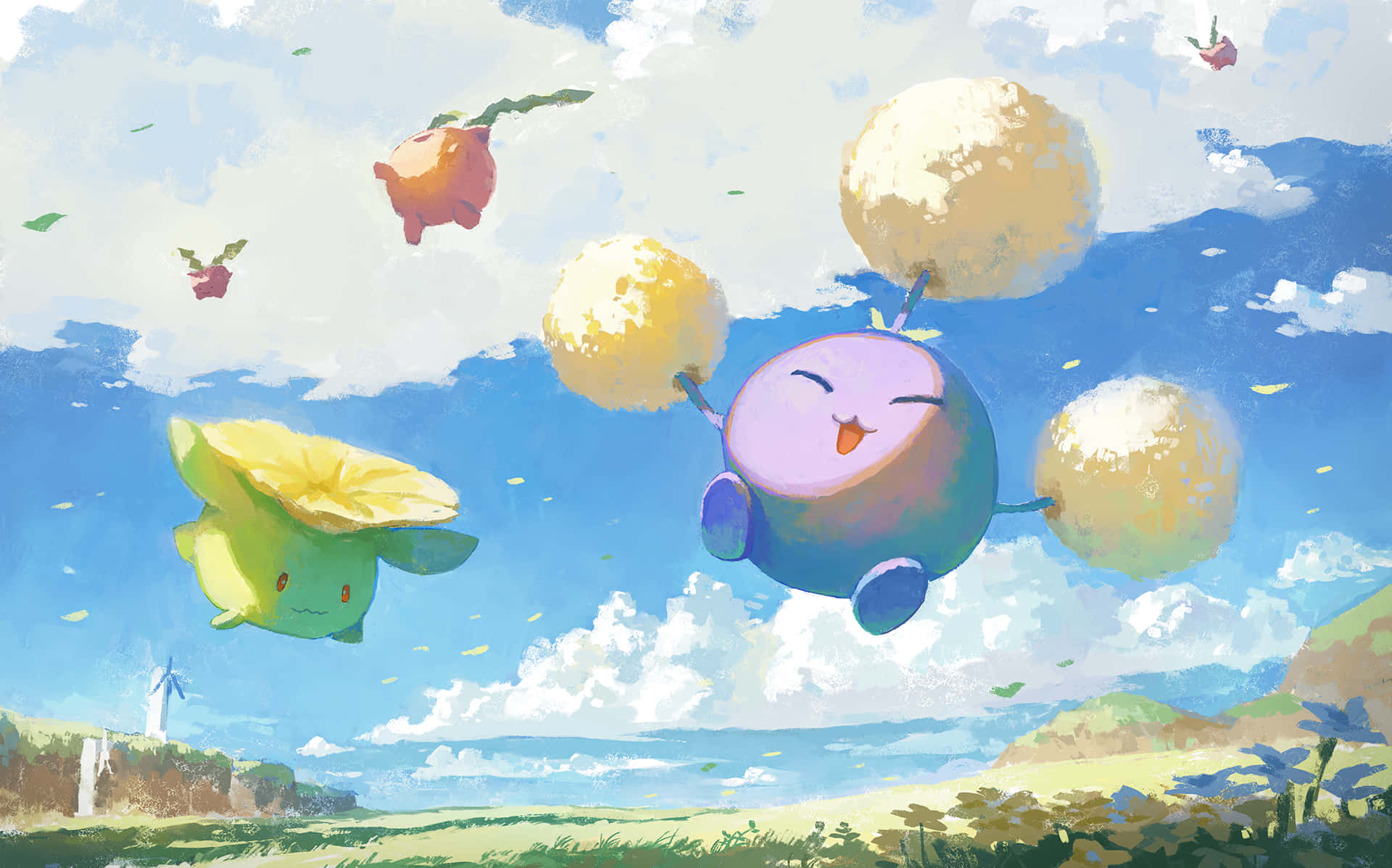Hoppip, Skiploom, at Jumpluff Wallpaper