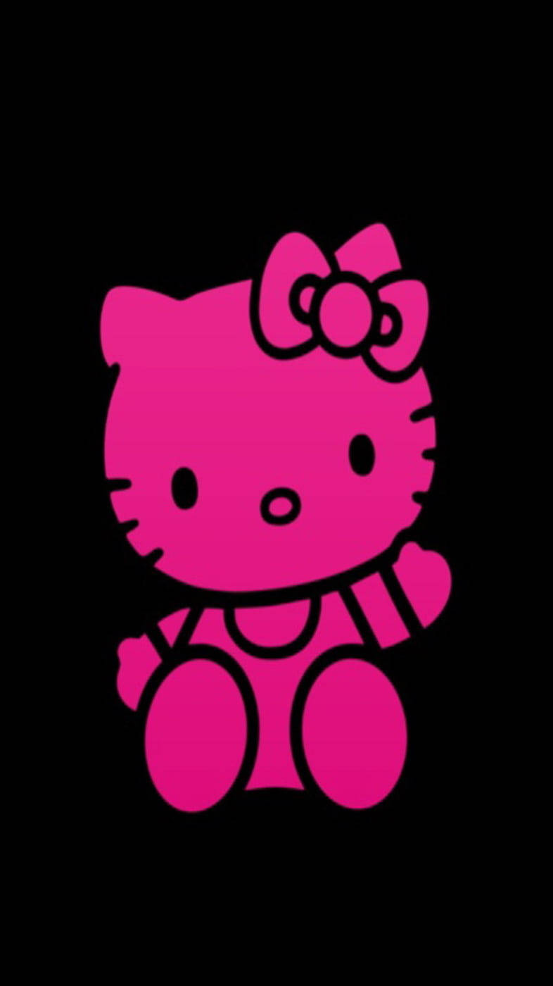 Hot Pink at Black na Hello Kitty Wallpaper