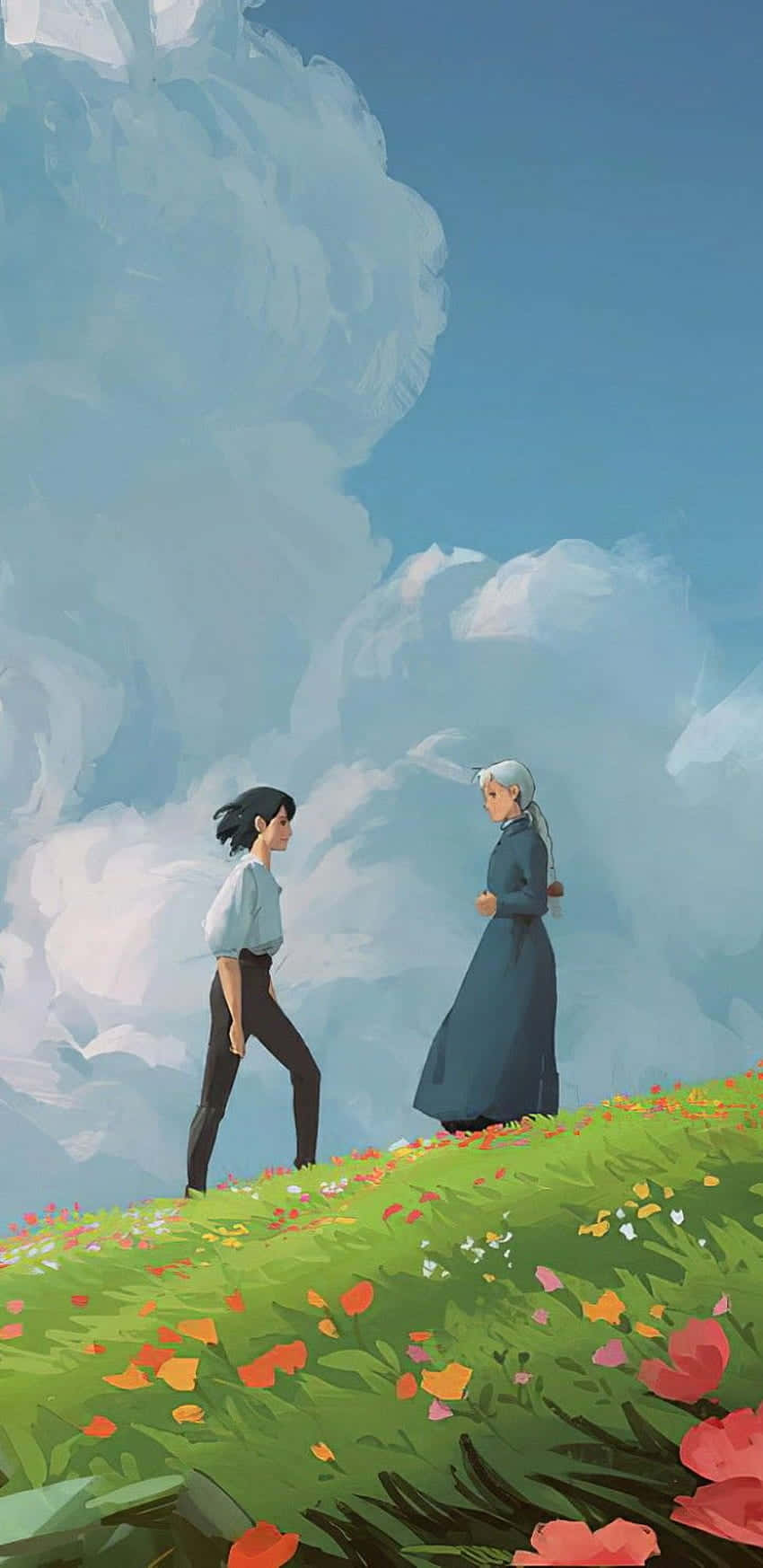 Howl at Sophie Studio Ghibli Phone Wallpaper