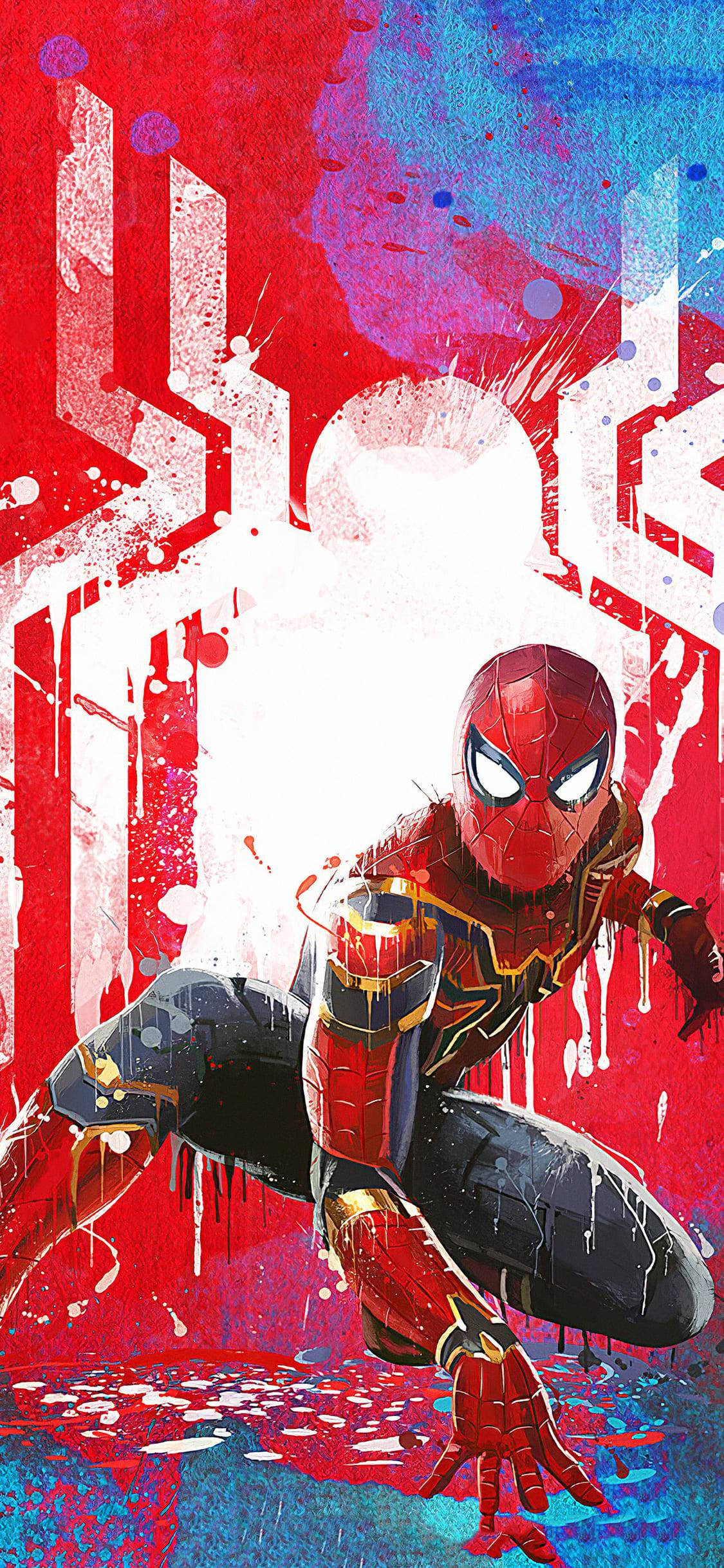 Humanda para sa isang Pakikipagsapalaran sa Paghagis ng Sapot bilang Spiderman sa Kanyang Metal na Suit Wallpaper