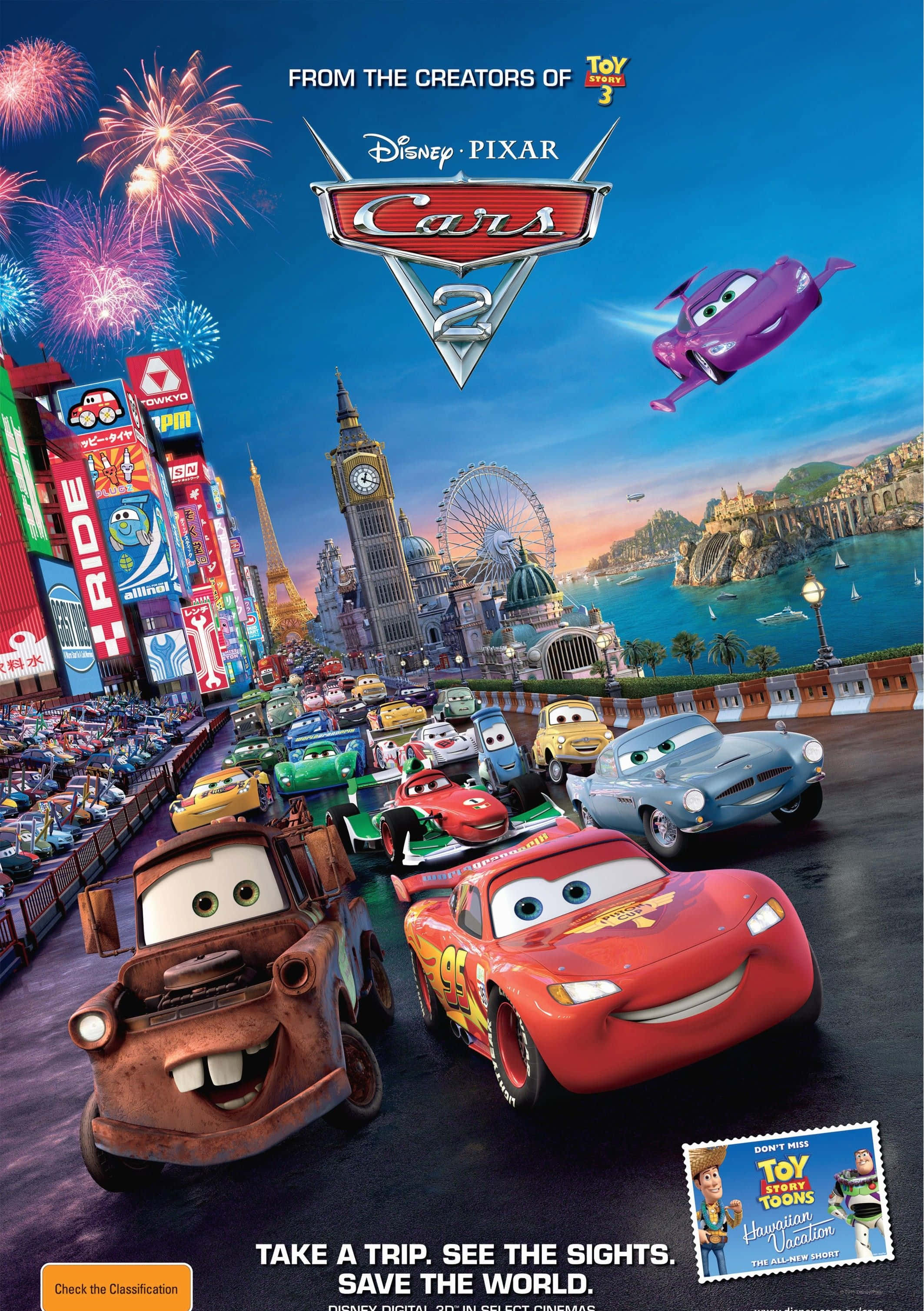 Humanda para sa pinakamagandang karerang pakikipagsapalaran sa Cars 2! Wallpaper