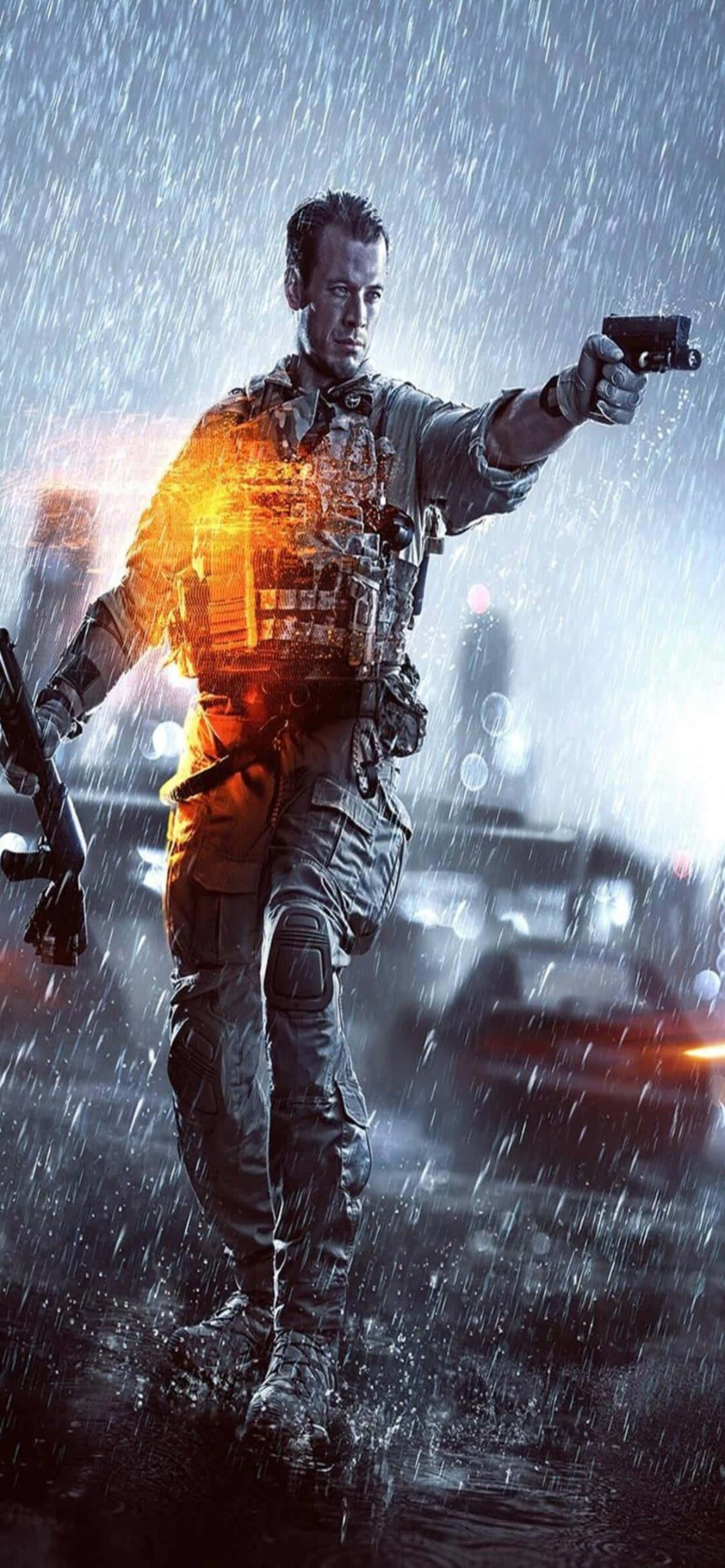 Ibuklat ang Pagwagi gamit ang iPhone Xs Max Battlefield 4 Experience Wallpaper