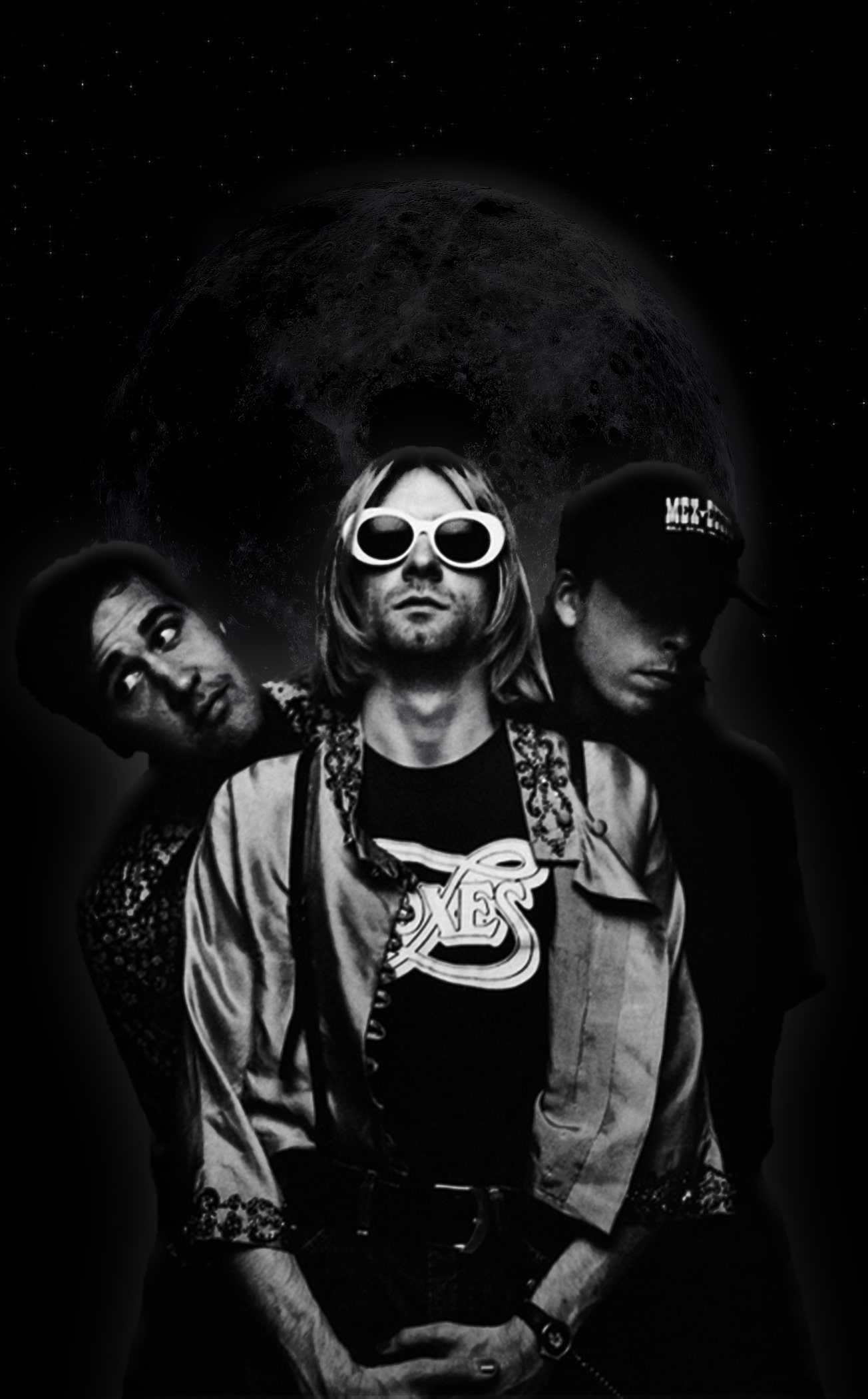 Iconic Nirvana Band sa isang Humorous Moment Wallpaper