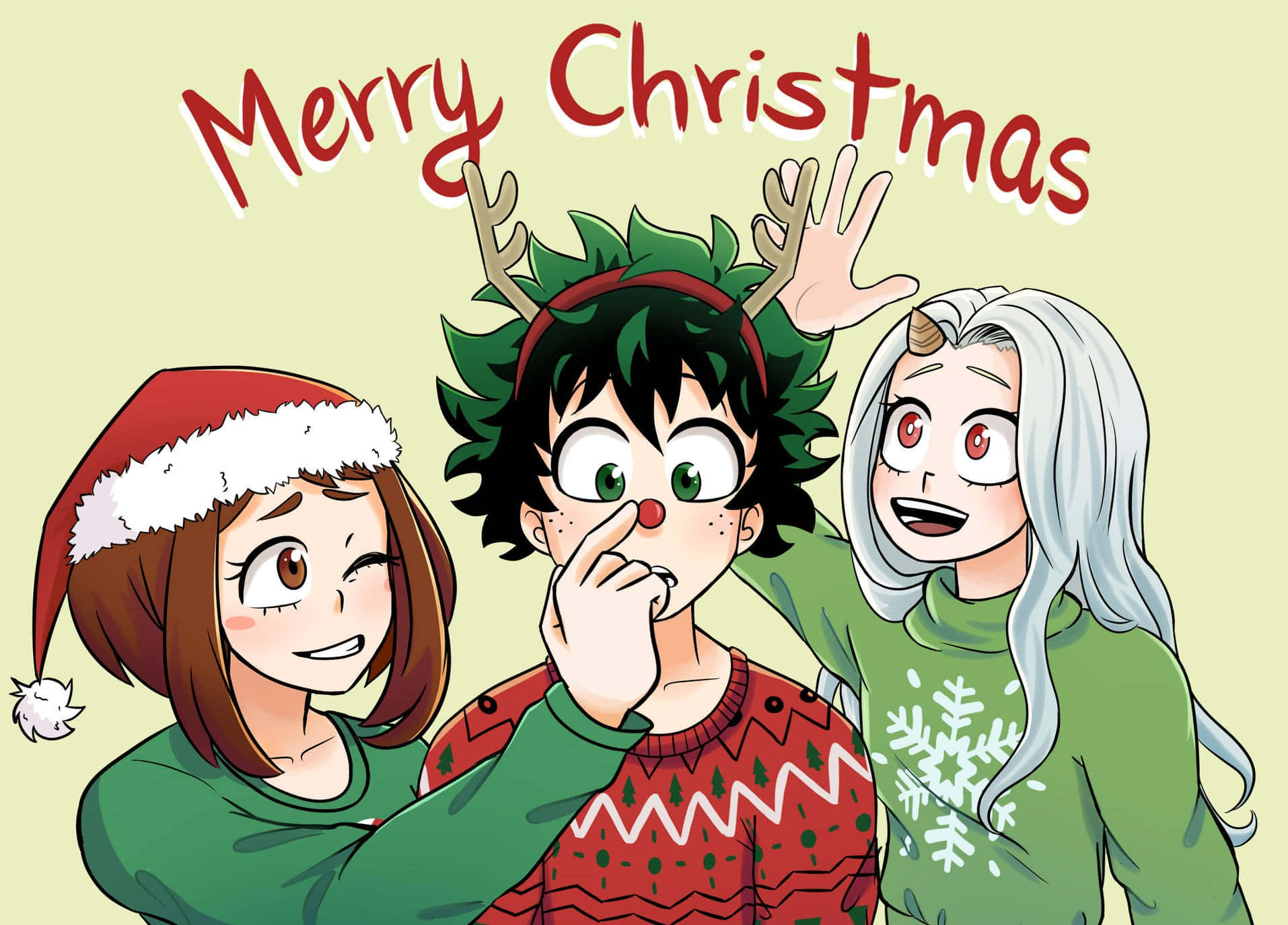 Ikalat ang saya ng Pasko gamit ang masiglang Anime Christmas background! Wallpaper