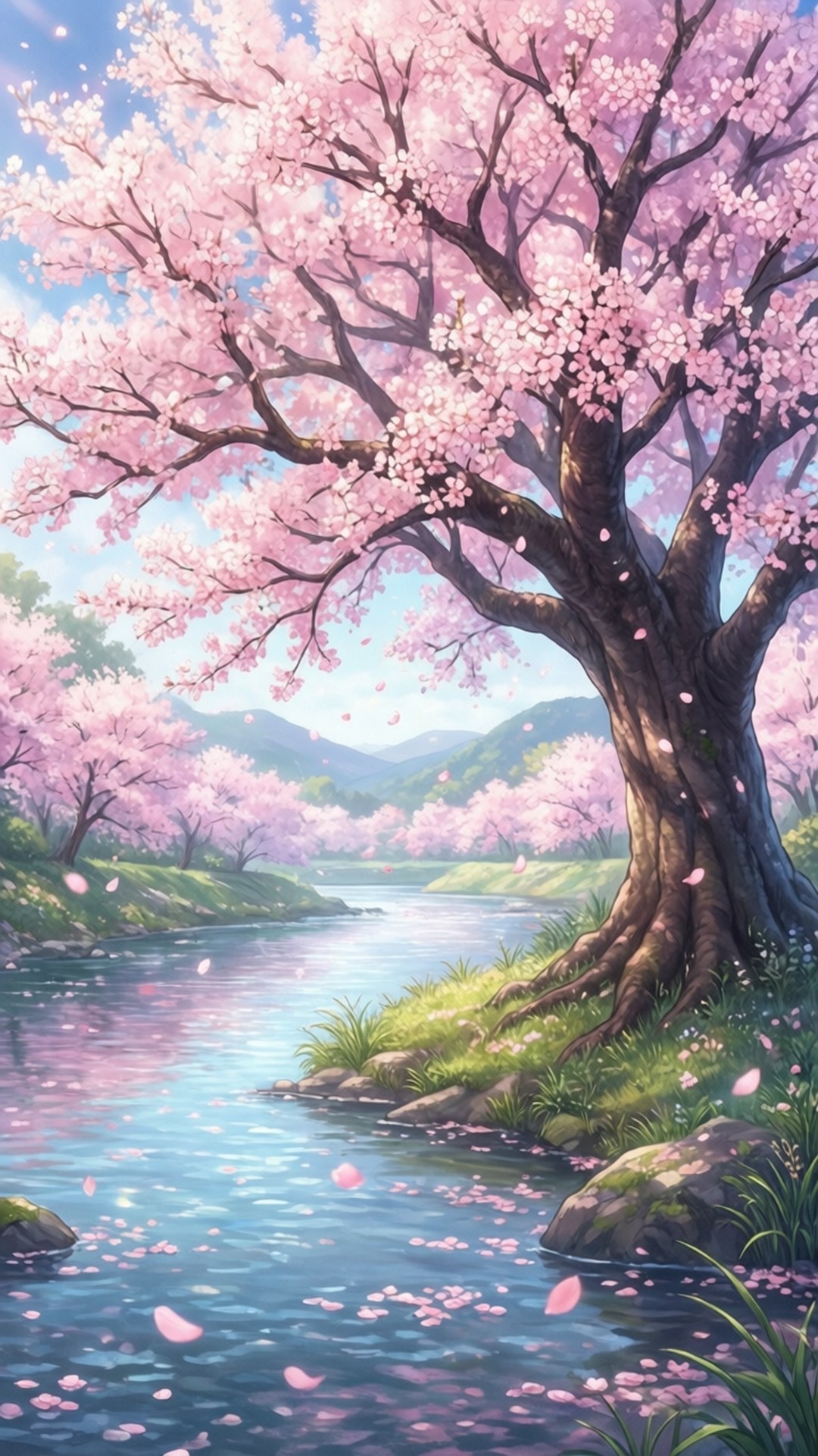 Ilog ng Cherry Blossom Wallpaper