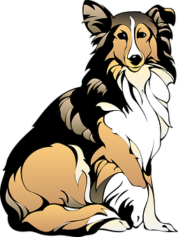 Ilustrasyon ng Animated Collie Dog Wallpaper