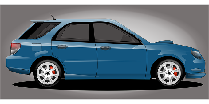Ilustrasyon ng Asul na Hatchback na Kotse Wallpaper