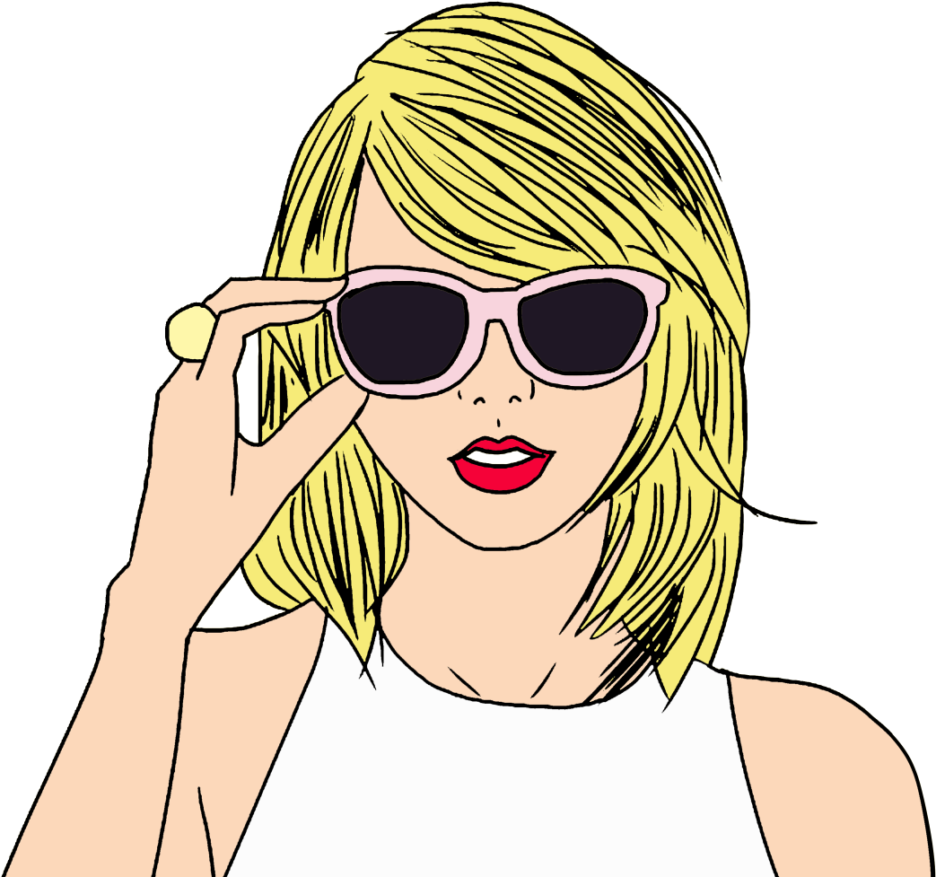 Ilustrasyon ng Blondeng Babae na may Sunglasses Wallpaper