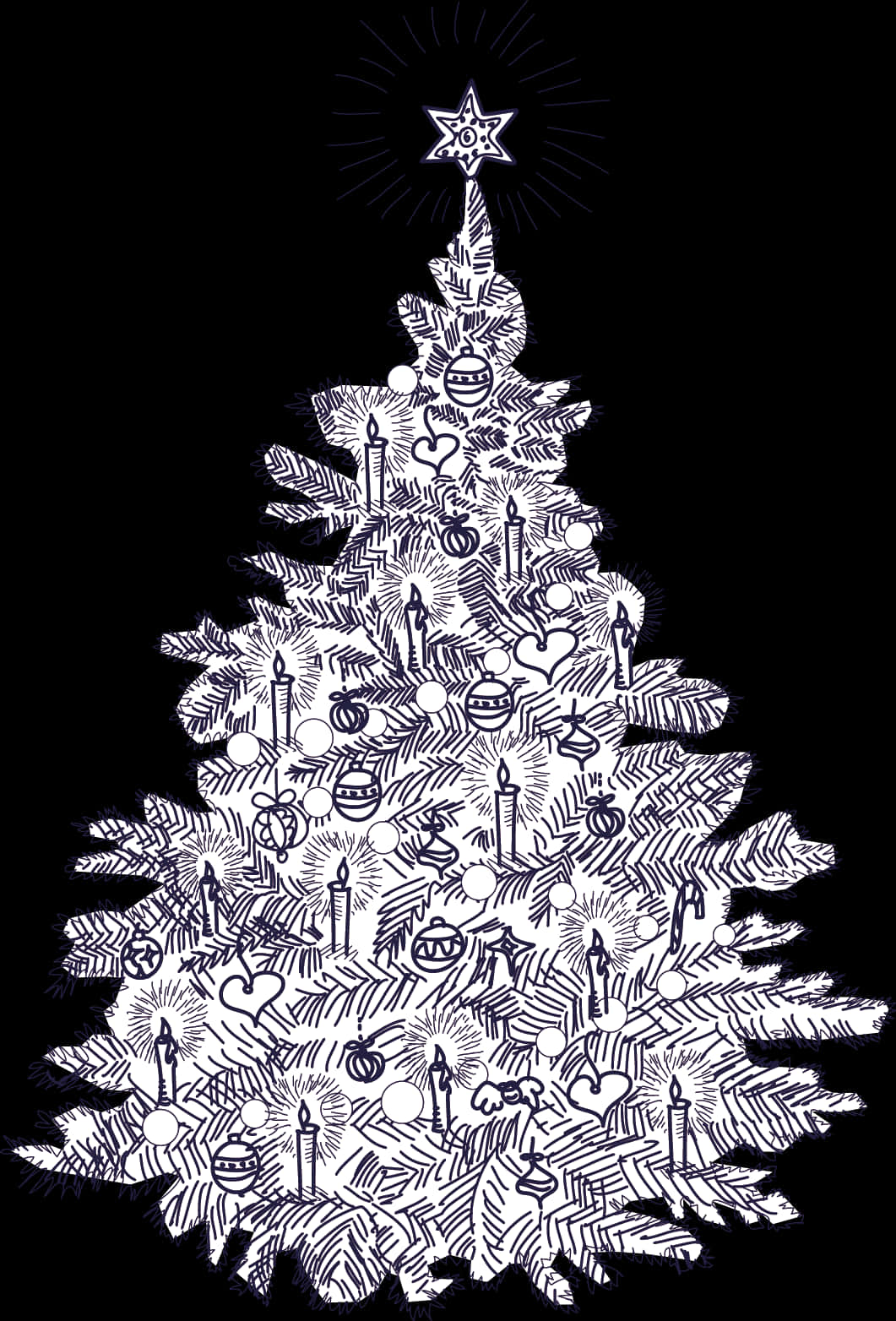 Ilustrasyon ng Christmas Tree na Guhit ng Kamay Wallpaper
