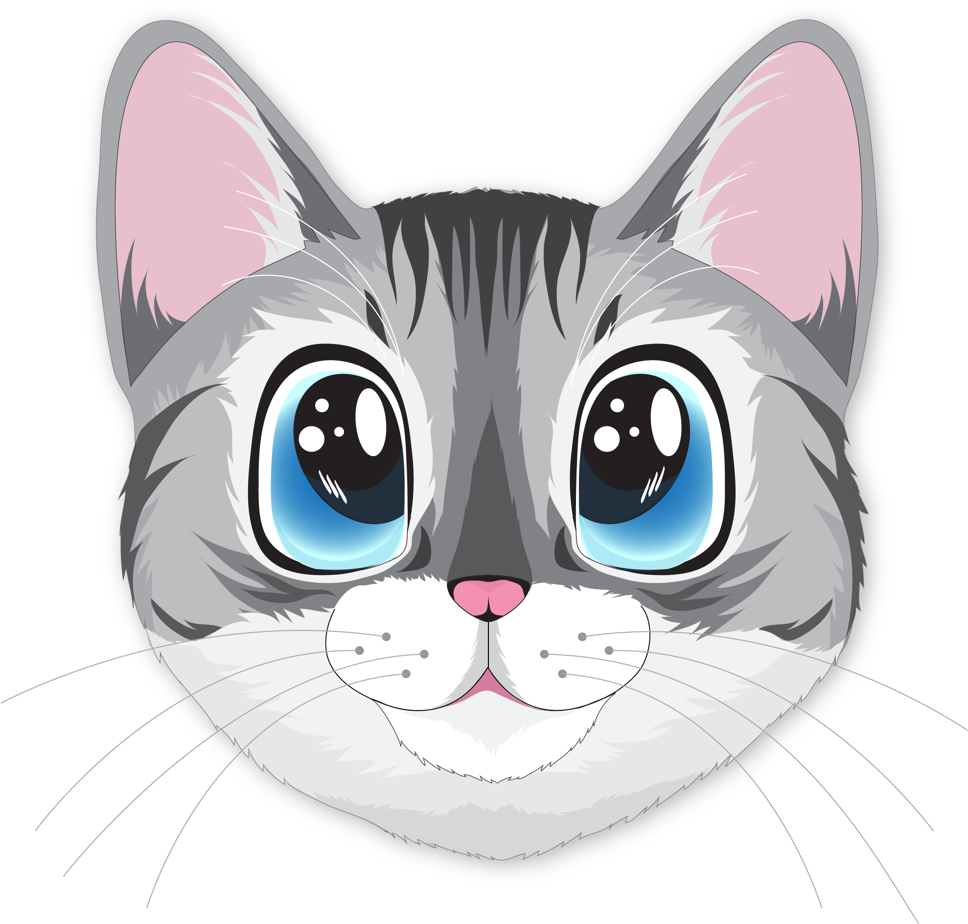 Ilustrasyon ng Cute na Pusang Kawaii.PNG Wallpaper