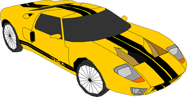 Ilustrasyon ng Dilaw na Sports Car Wallpaper