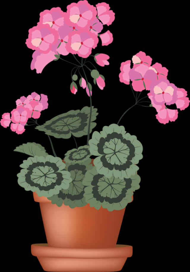 Ilustrasyon ng mga Rosas na Bulaklak sa Terracotta na Palayok Wallpaper